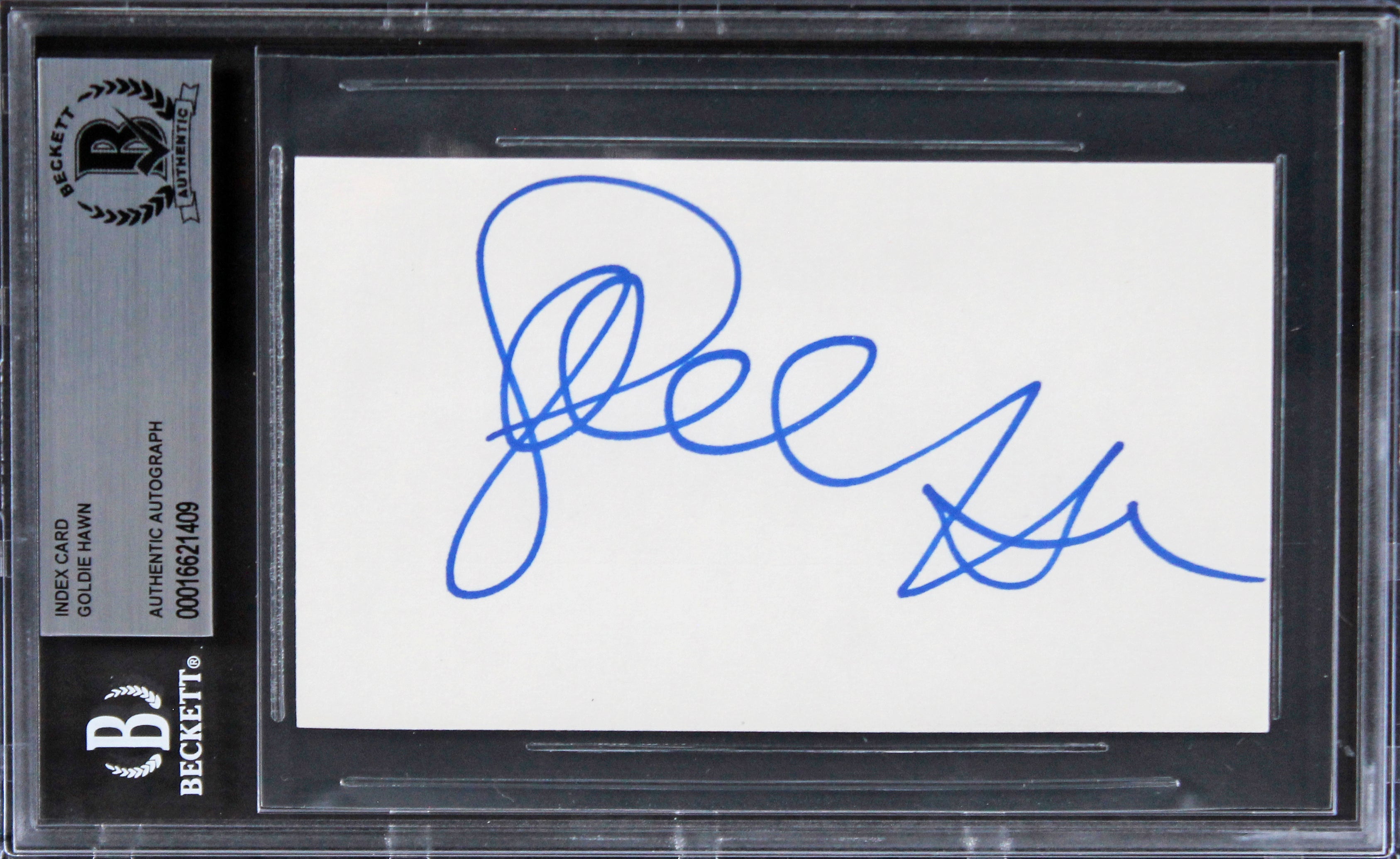Goldie Hawn Overboard Authentic Signed 3x5 Index Card Autographed BAS Slabbed