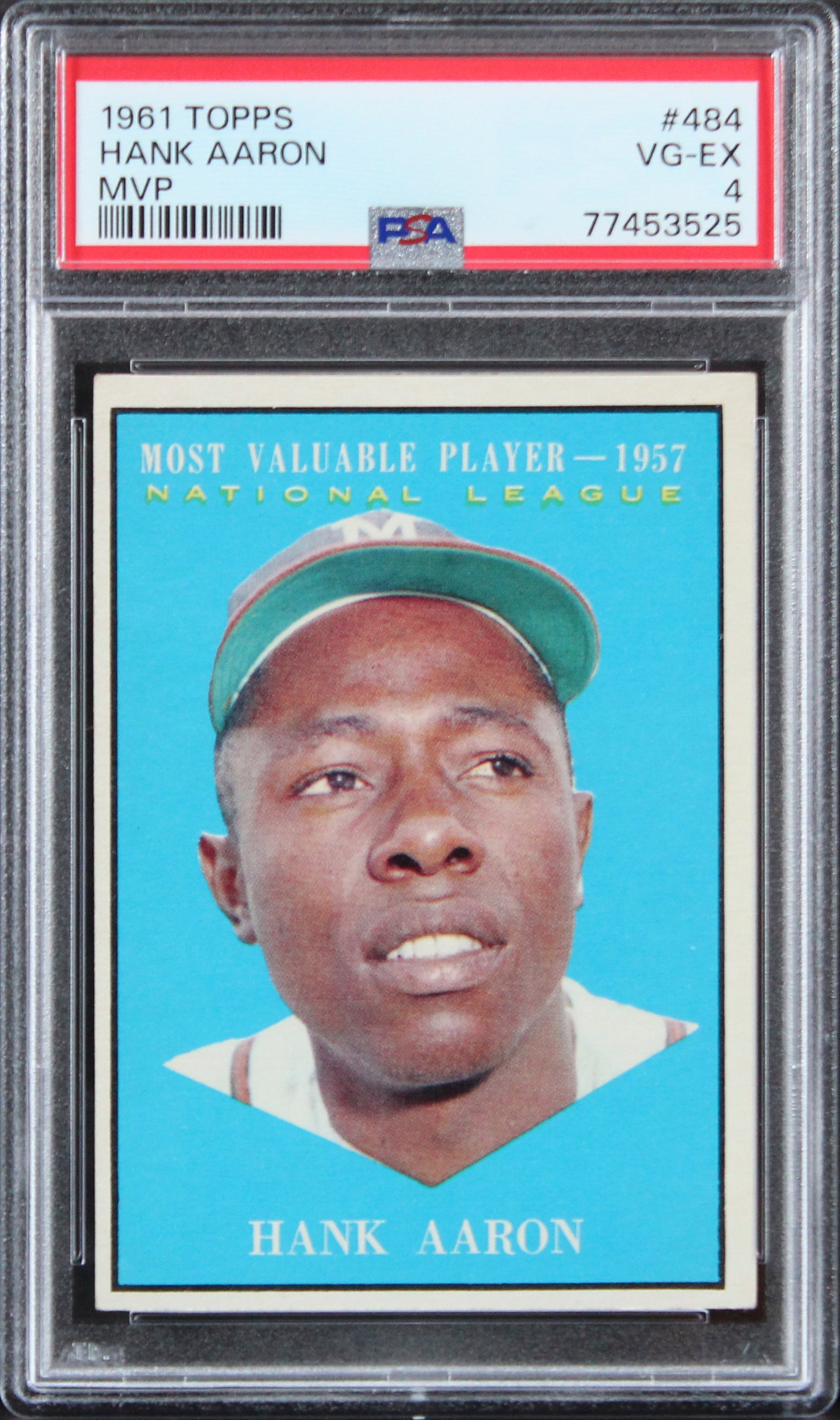 Braves Hank Aaron 1961 Topps #484 Card Graded VG-EX-4 PSA Slabbed 1