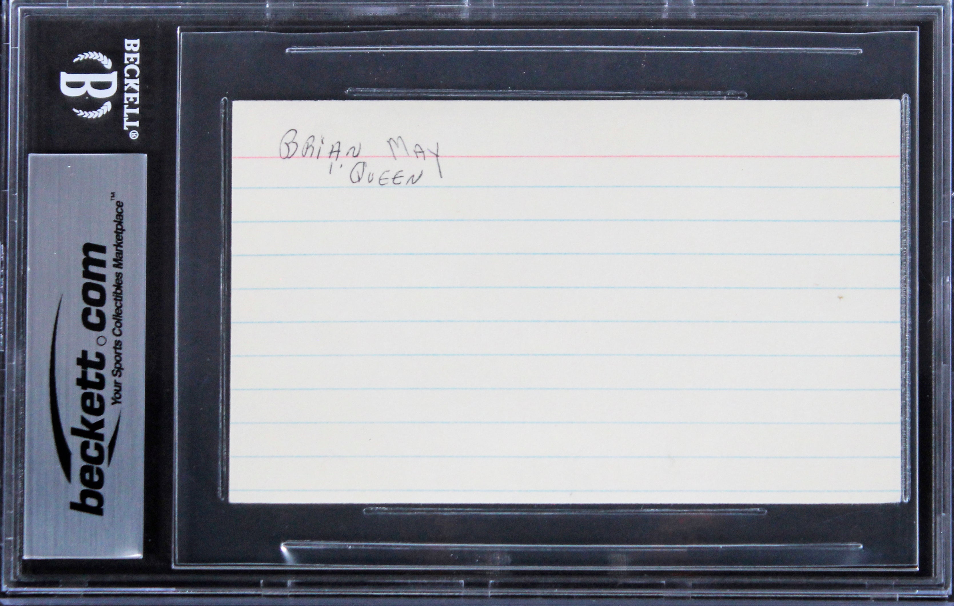 Brian May Queen "84" Authentic Signed 3x5 Index Card Autographed BAS Slabbed