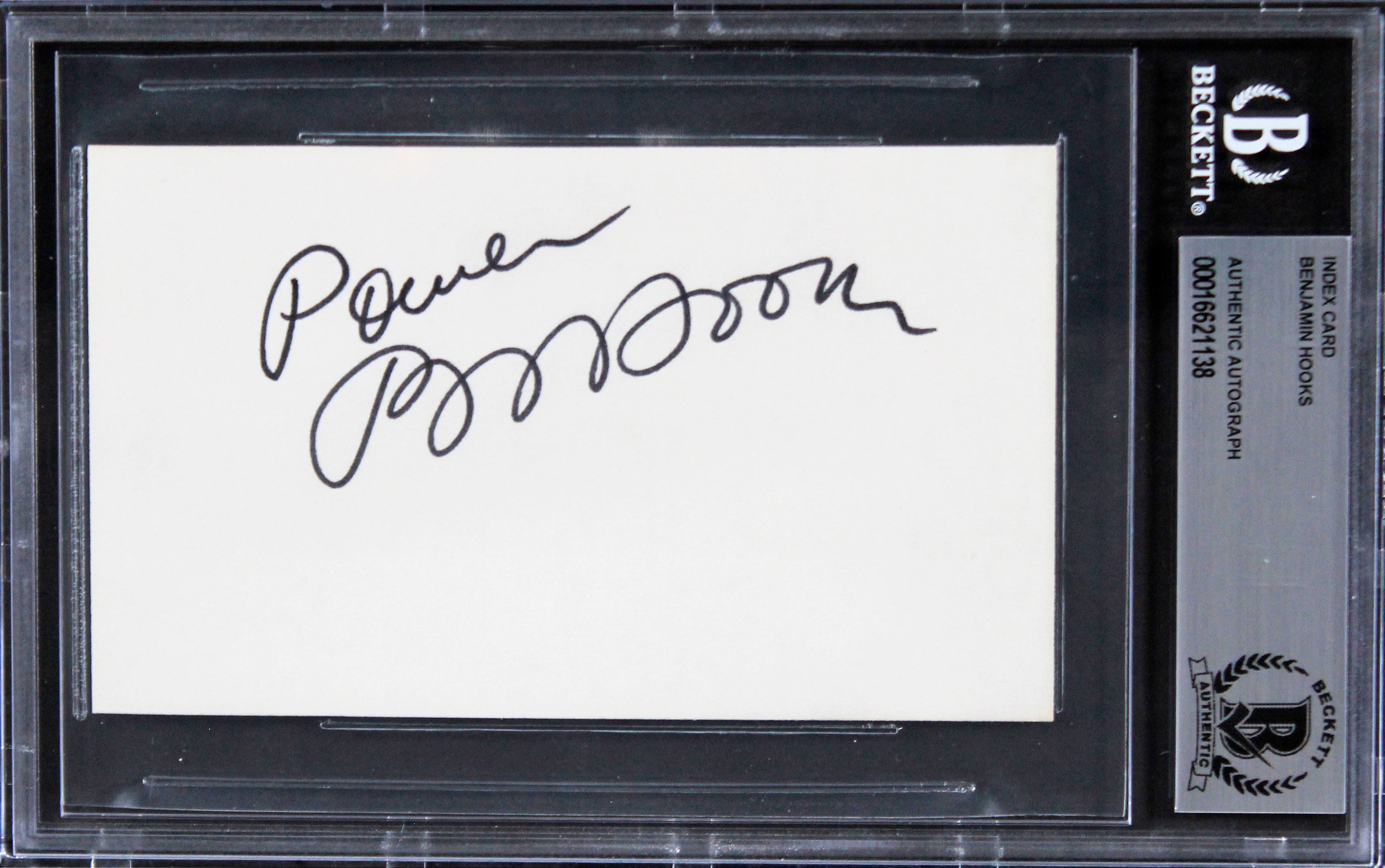 Benjamin Hooks Activist Authentic Signed 3x5 Index Card Autographed BAS Slabbed