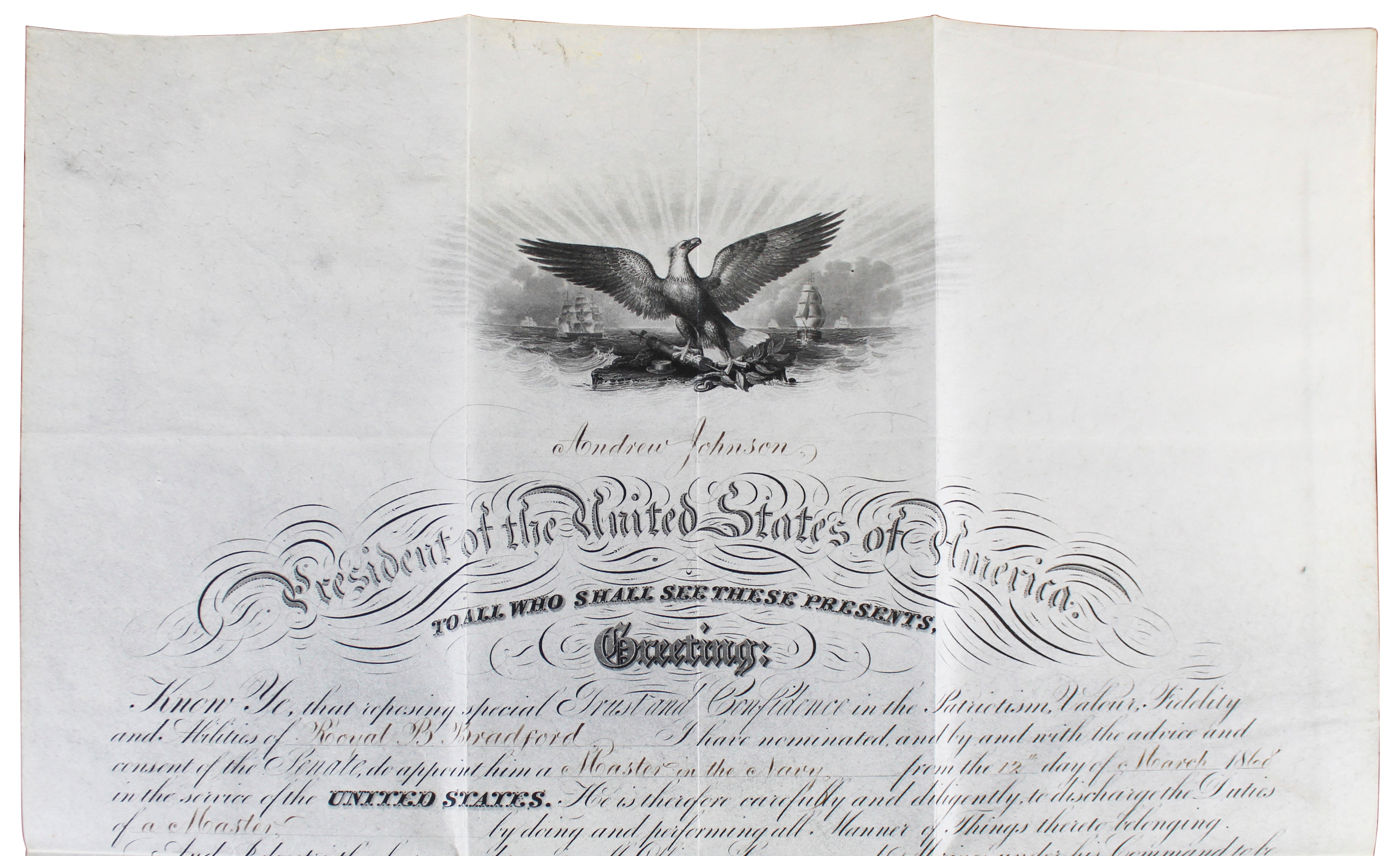Andrew Johnson Signed 15.75x19.75 1868 Military Appointment BAS #AB77735