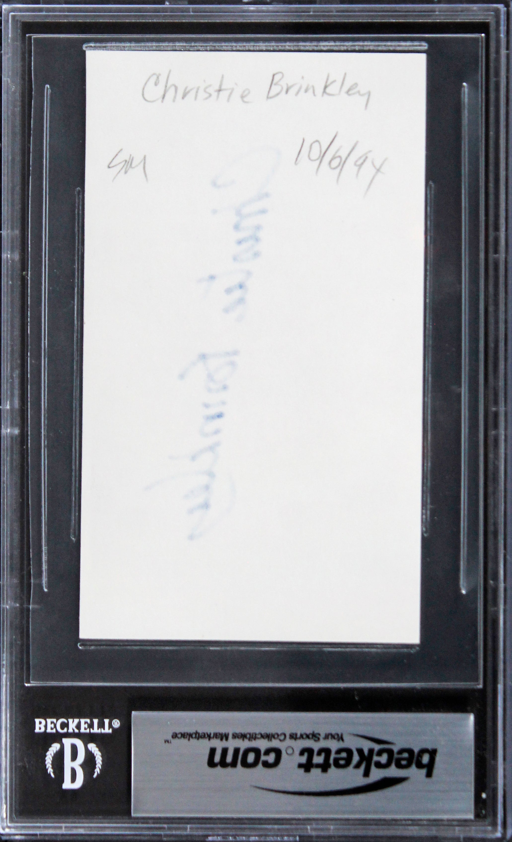 Christie Brinkley National Lampoon's Vacation Signed 3x5 Index Card BAS Slabbed