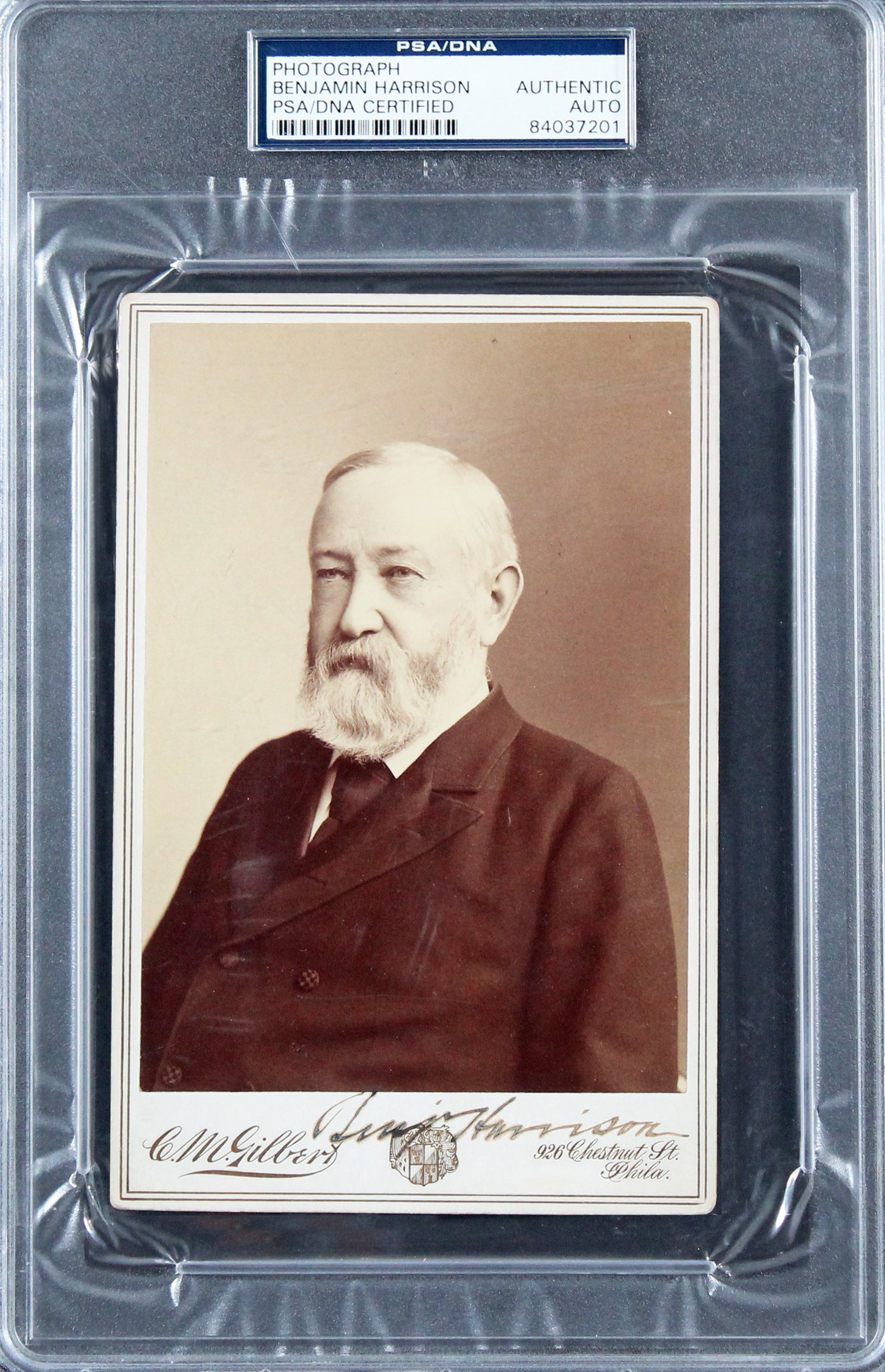 Benjamin Harrison Authentic Signed 4.25x6.5 Cabinet Photo PSA/DNA Slabbed