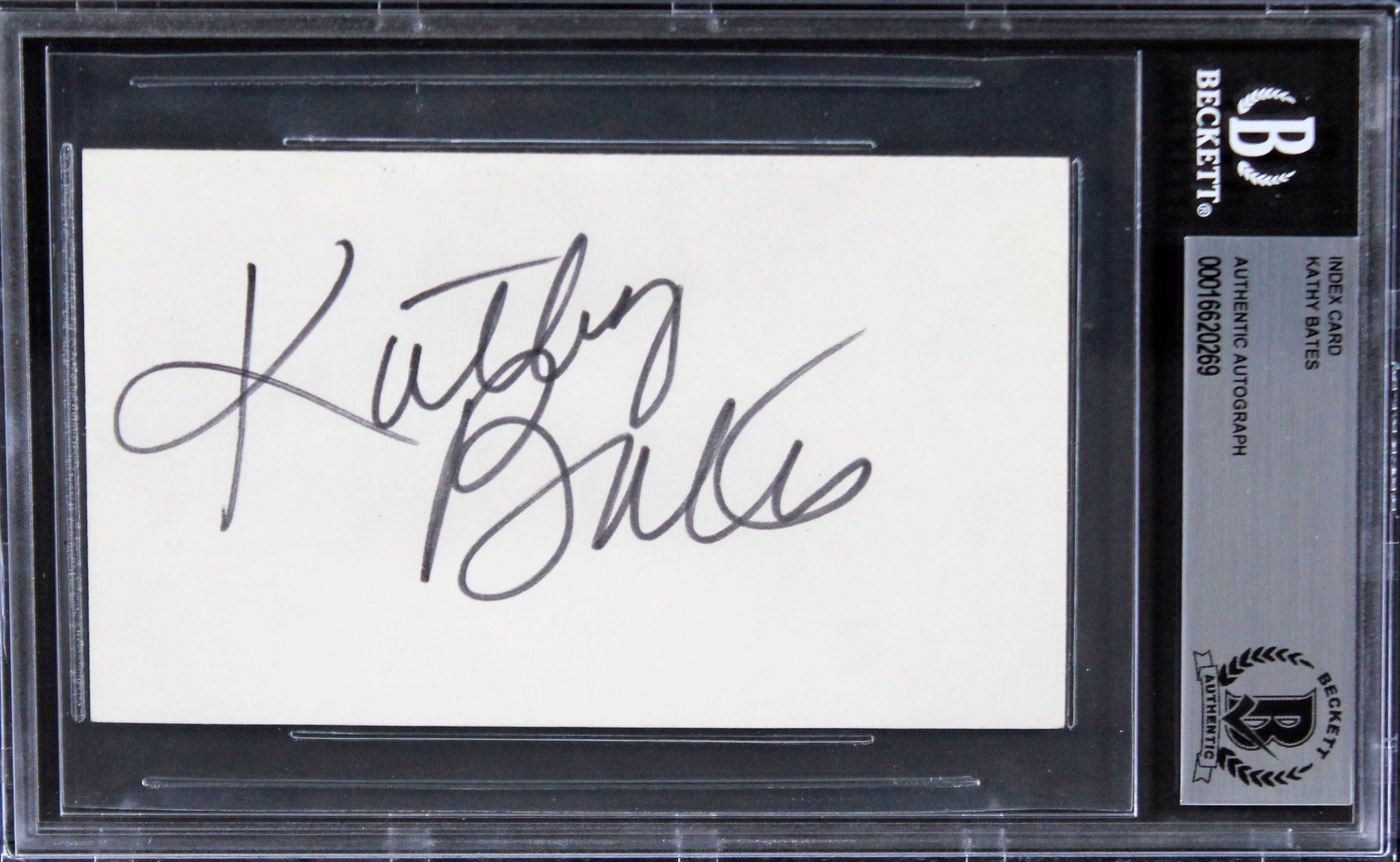 Kathy Bates Misery Authentic Signed 3x5 Index Card Autographed BAS Slabbed