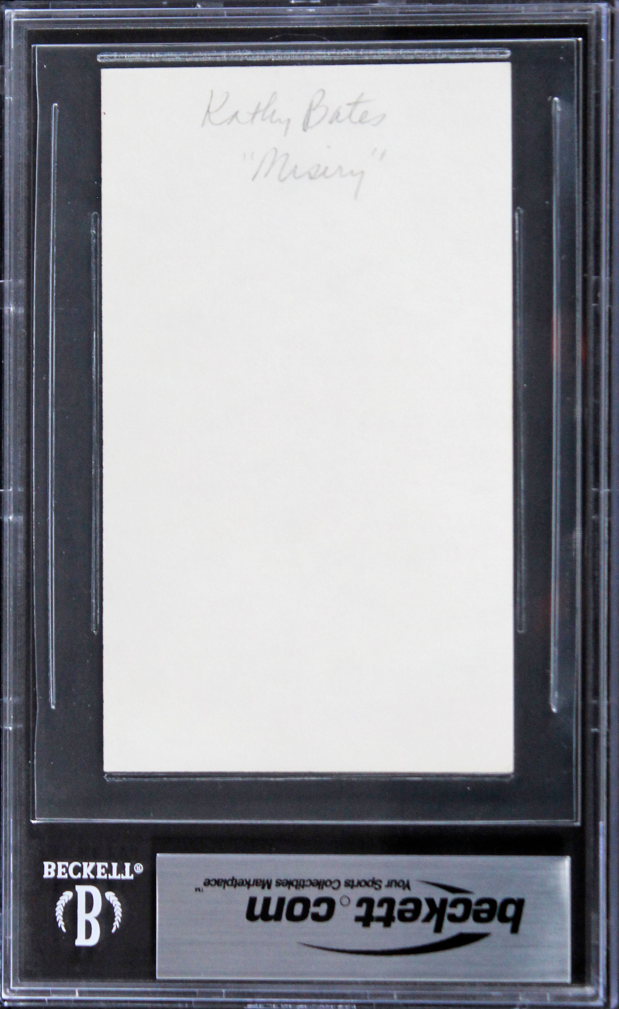 Kathy Bates Misery Authentic Signed 3x5 Index Card Autographed BAS Slabbed