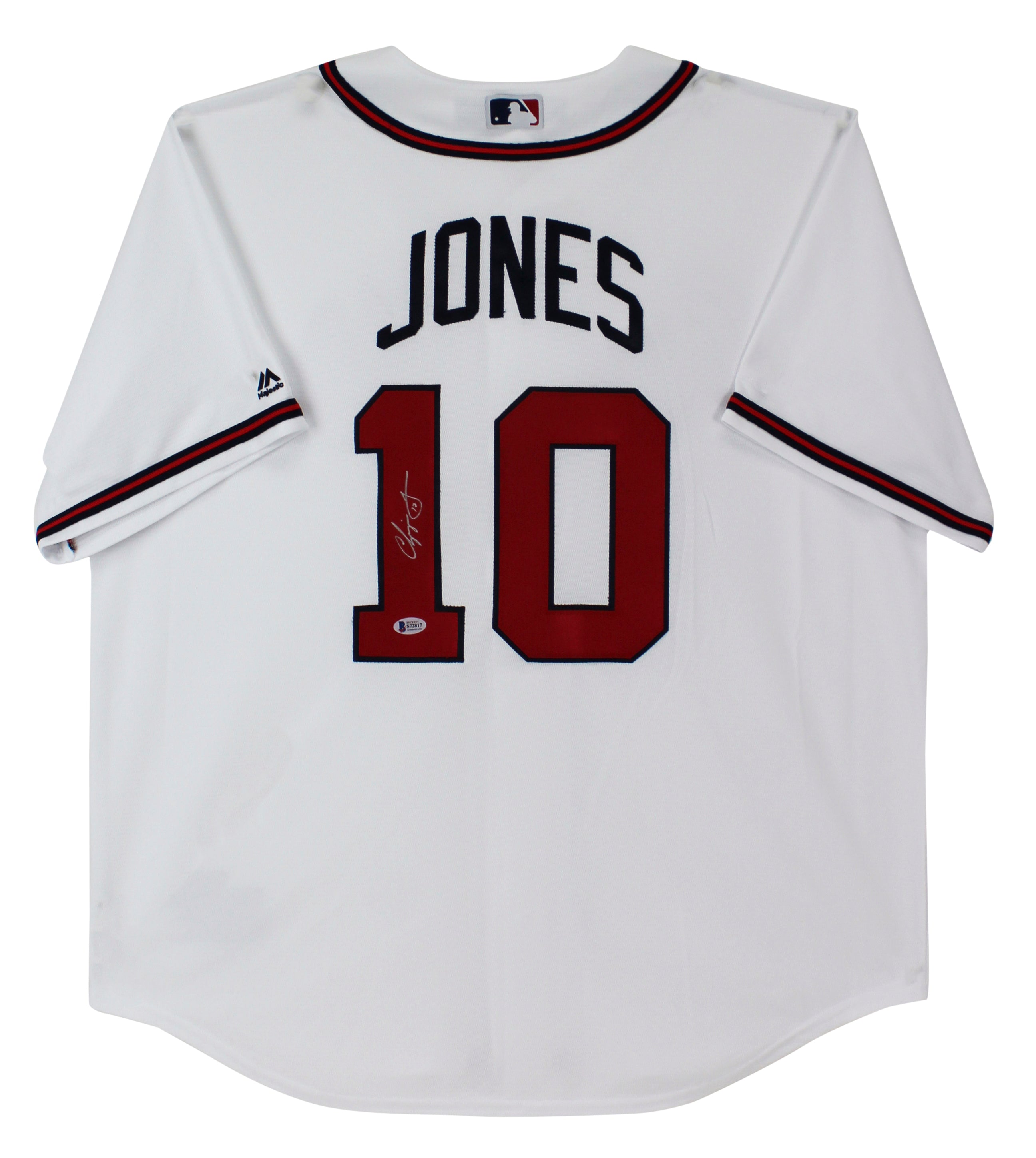Braves Chipper Jones Authentic Signed White Majestic Coolbase Jersey BAS