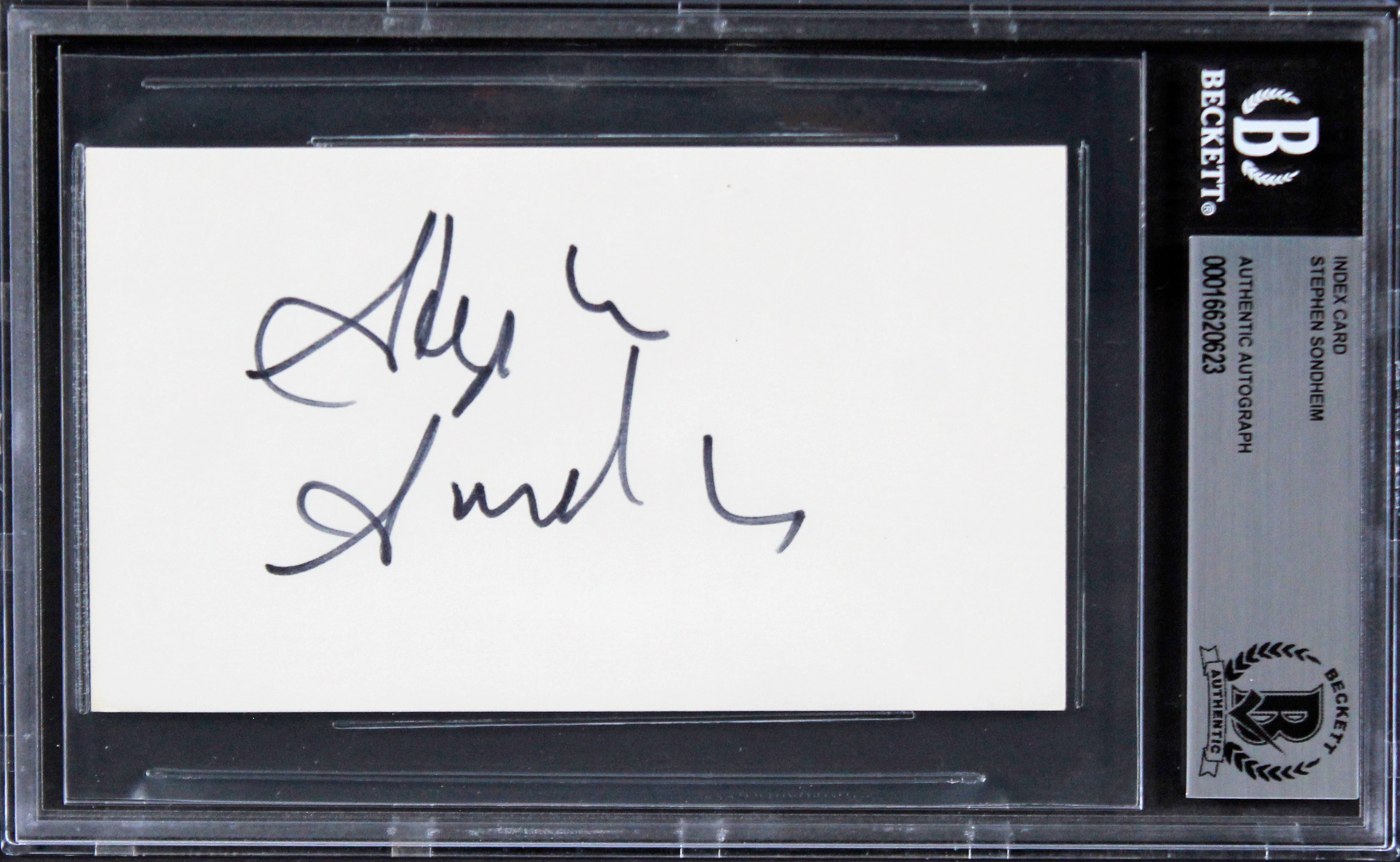Stephen Sondheim Musician Authentic Signed 3x5 Index Card BAS Slabbed