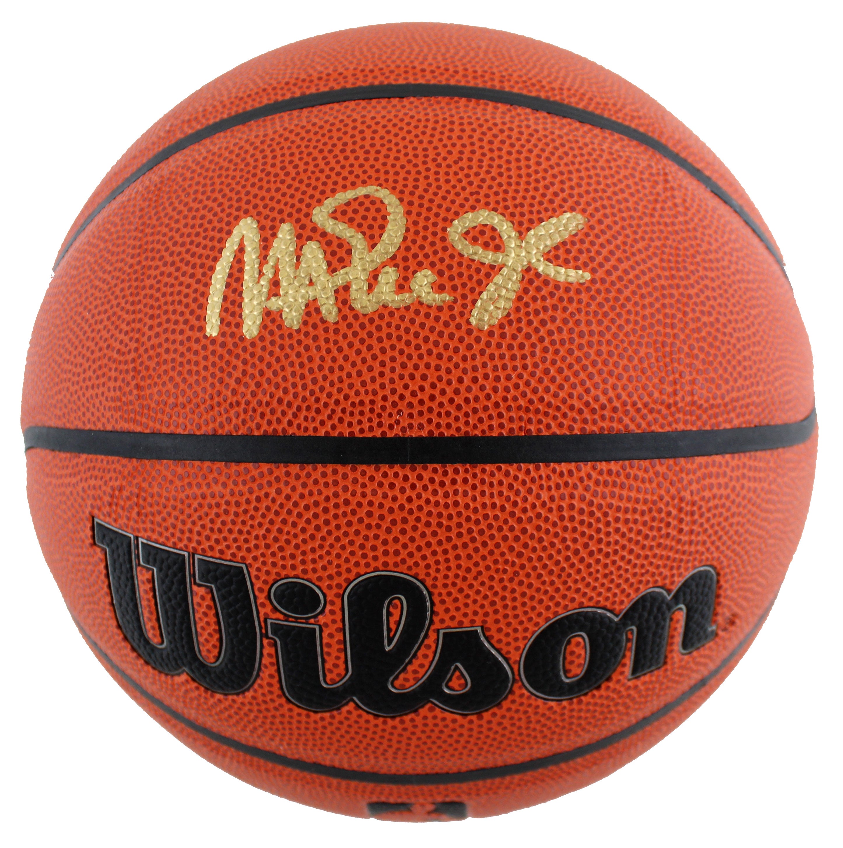 Lakers Magic Johnson Authentic Signed Wilson Basketball w/ Gold Sig BAS Witness