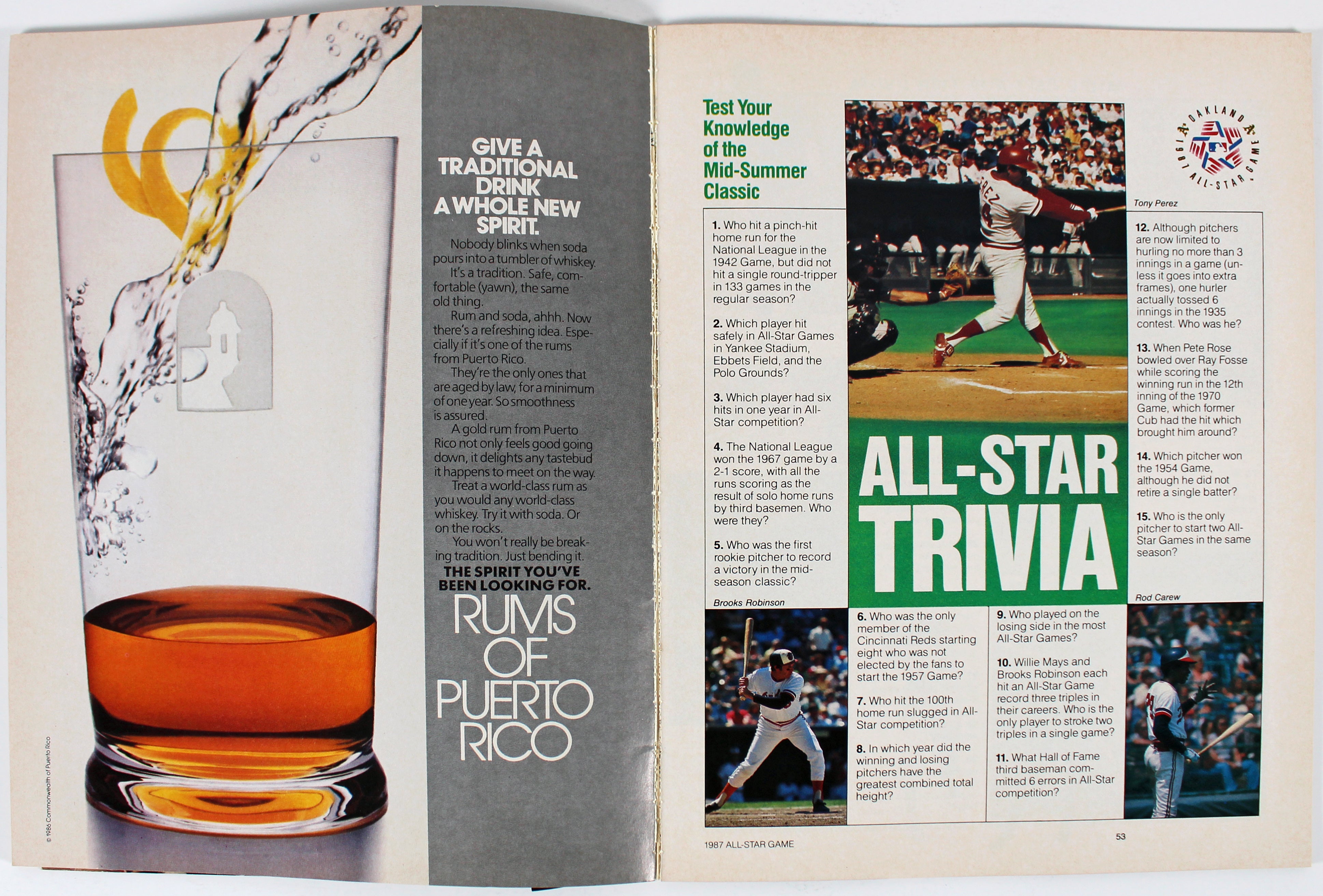 1987 Major League Baseball All-Star Game Official Program Magazine Un-signed