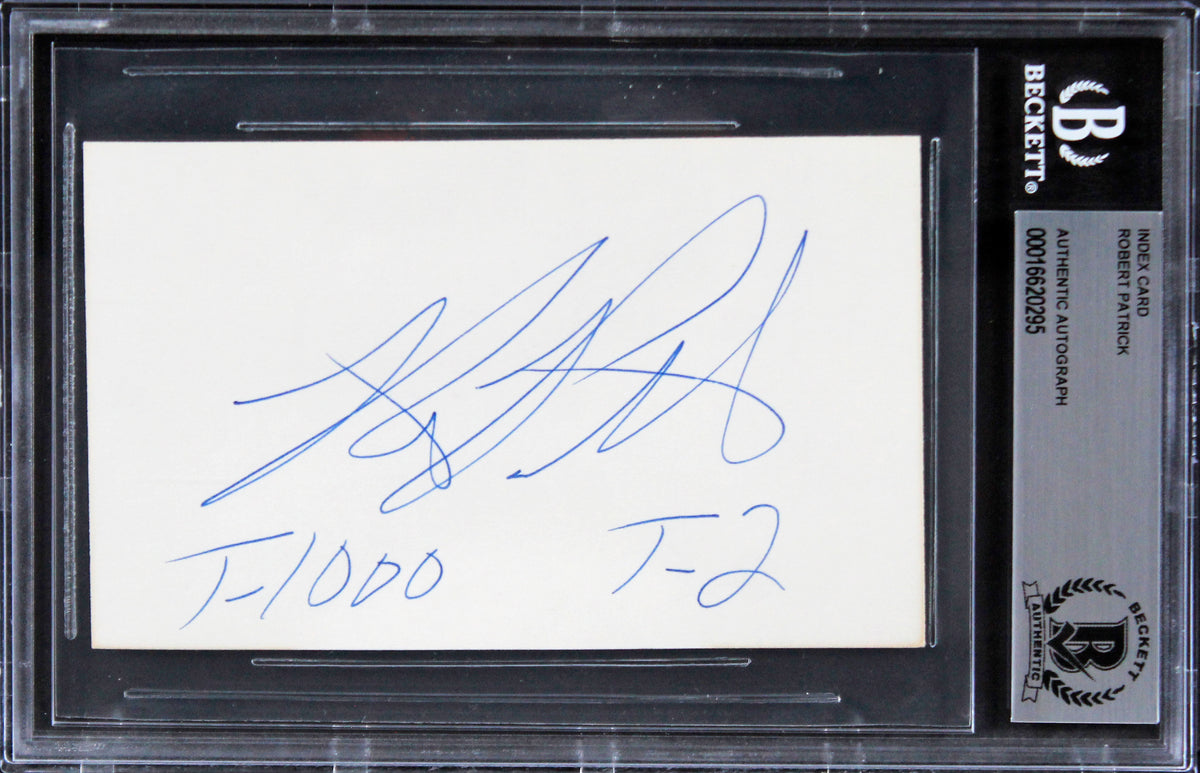 Robert Patrick Terminator 2 "T-1000 T-2" Signed 3x5 Index Card BAS Slabbed
