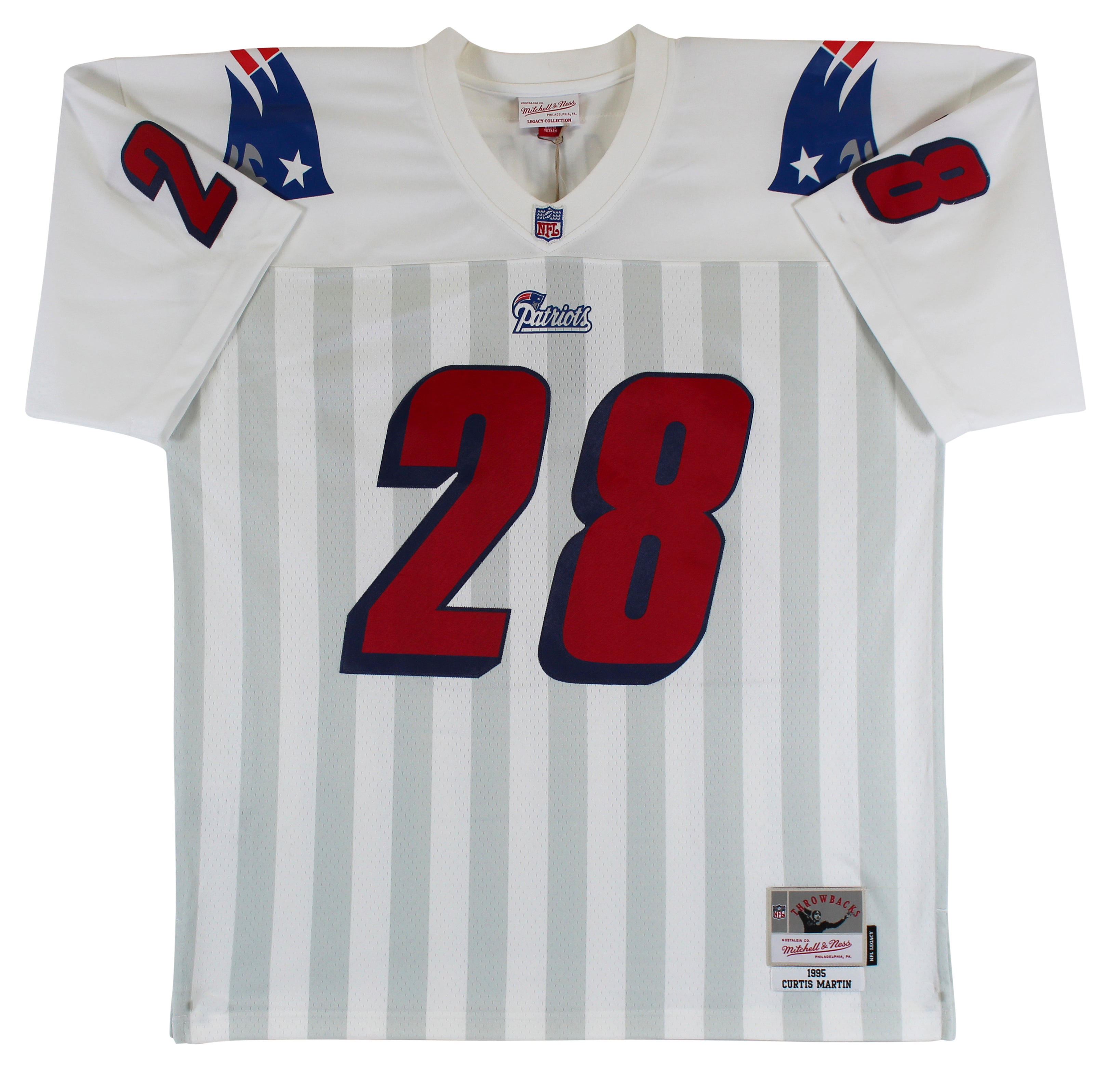 Patriots Curtis Martin "2x Insc" Authentic Signed White M&N Jersey PSA/DNA Itp