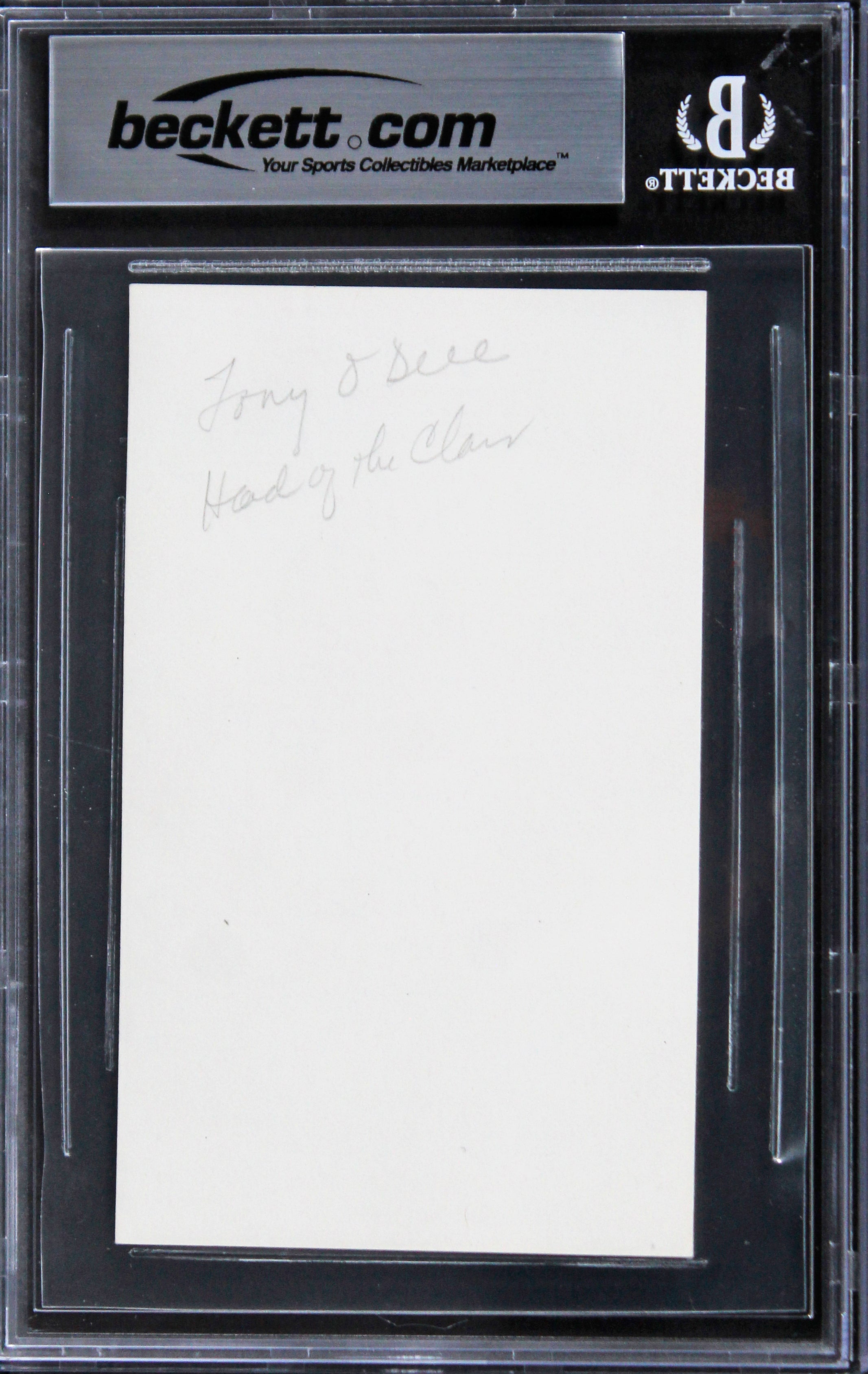 Tony O'Dell The Karate Kid "Peace" Authentic Signed 3x5 Index Card BAS Slabbed