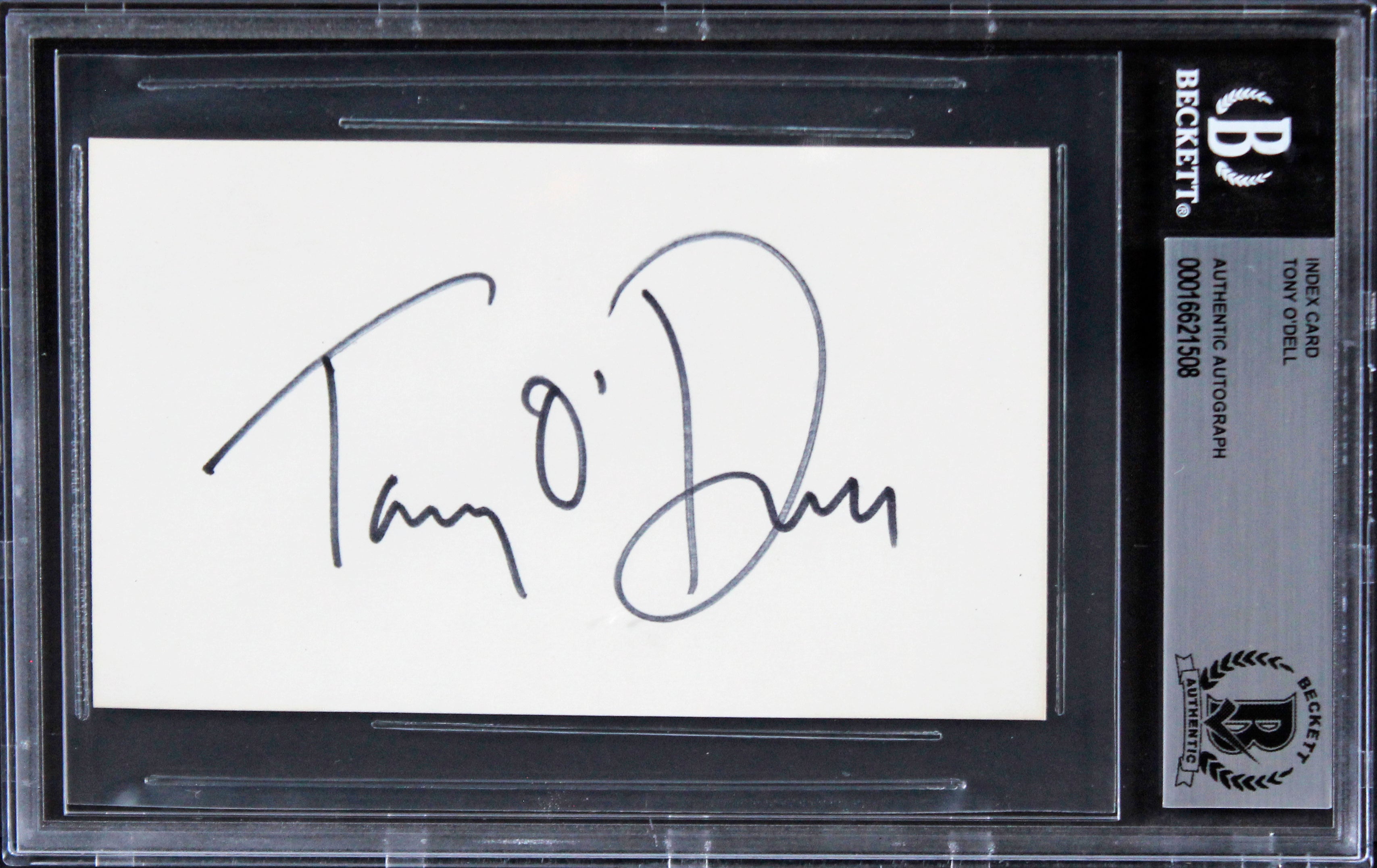 Tony O'Dell The Karate Kid Authentic Signed 3x5 Index Card BAS Slabbed