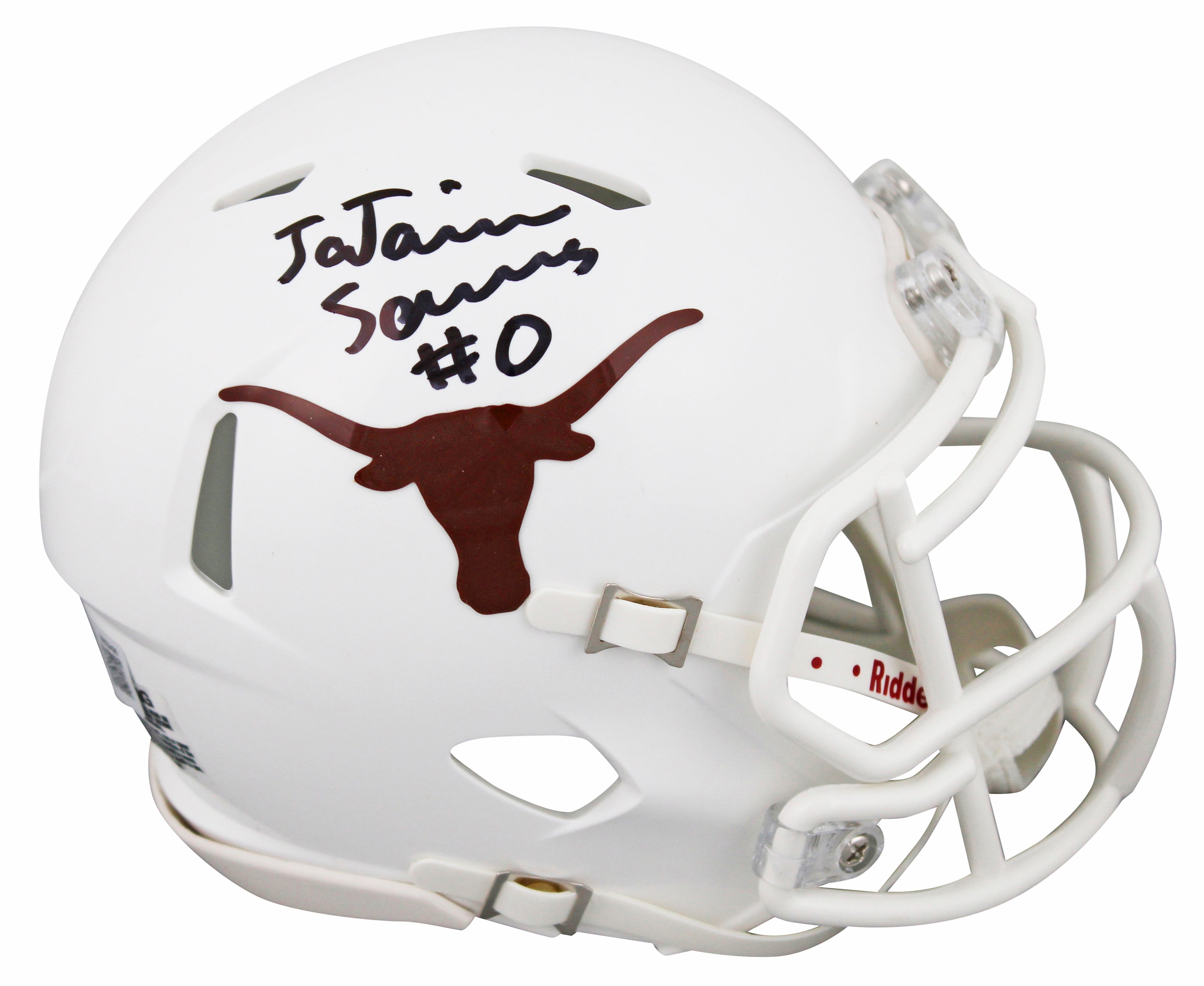 Texas Ja'Tavion Sanders Authentic Signed Speed Mini Helmet BAS Witnessed