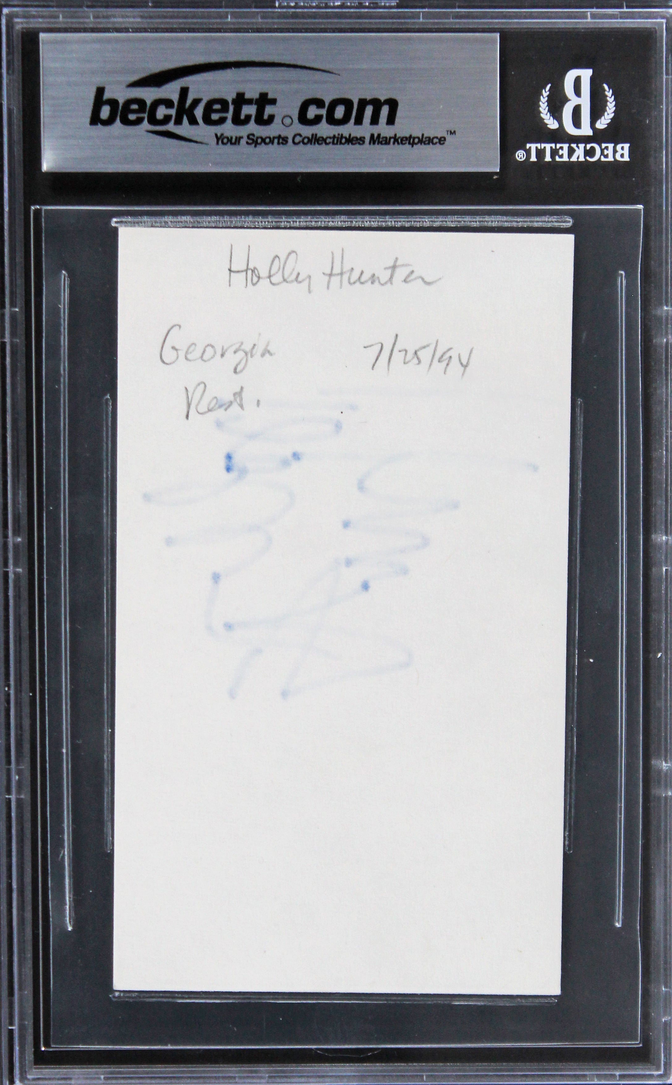 Holly Hunter The Incredibles Authentic Signed 3x5 Index Card BAS Slabbed 1