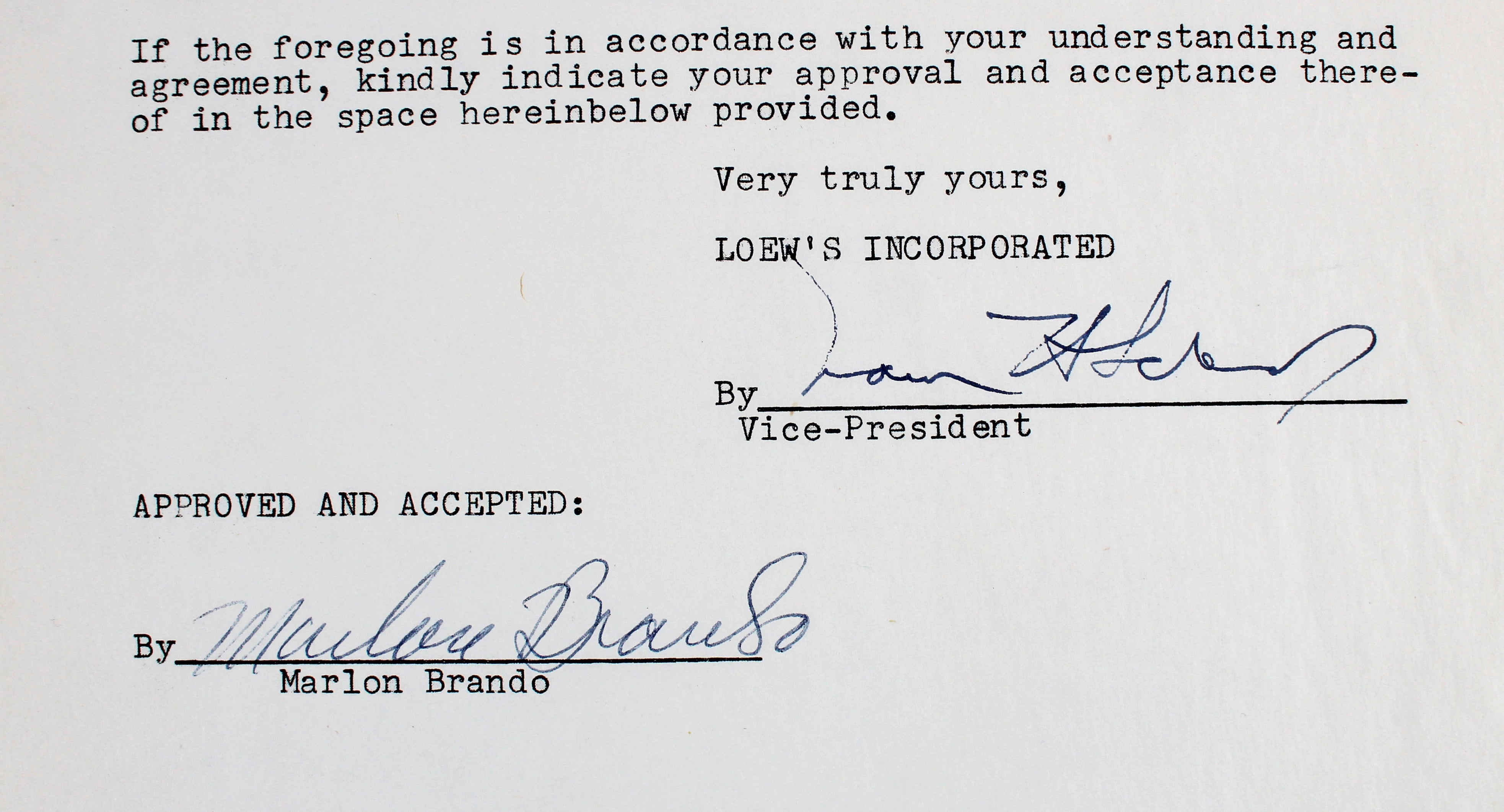 Marlon Brando Authentic Signed 2 Page MGM Contract Dated July 25, 1955 BAS & PSA