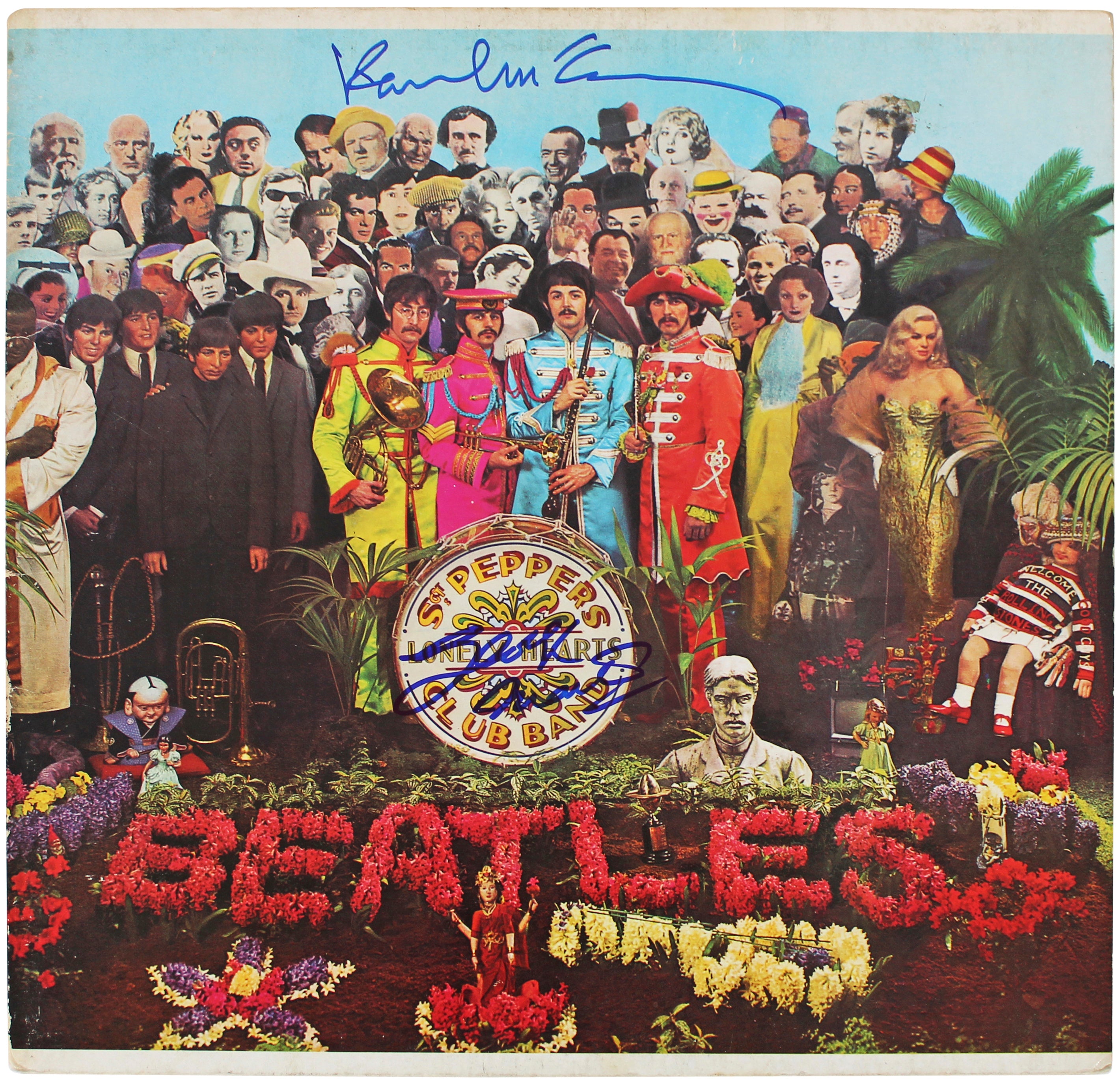 Paul McCartney & George Martin Beatles Signed Sgt. Pepper's Album Cover JSA