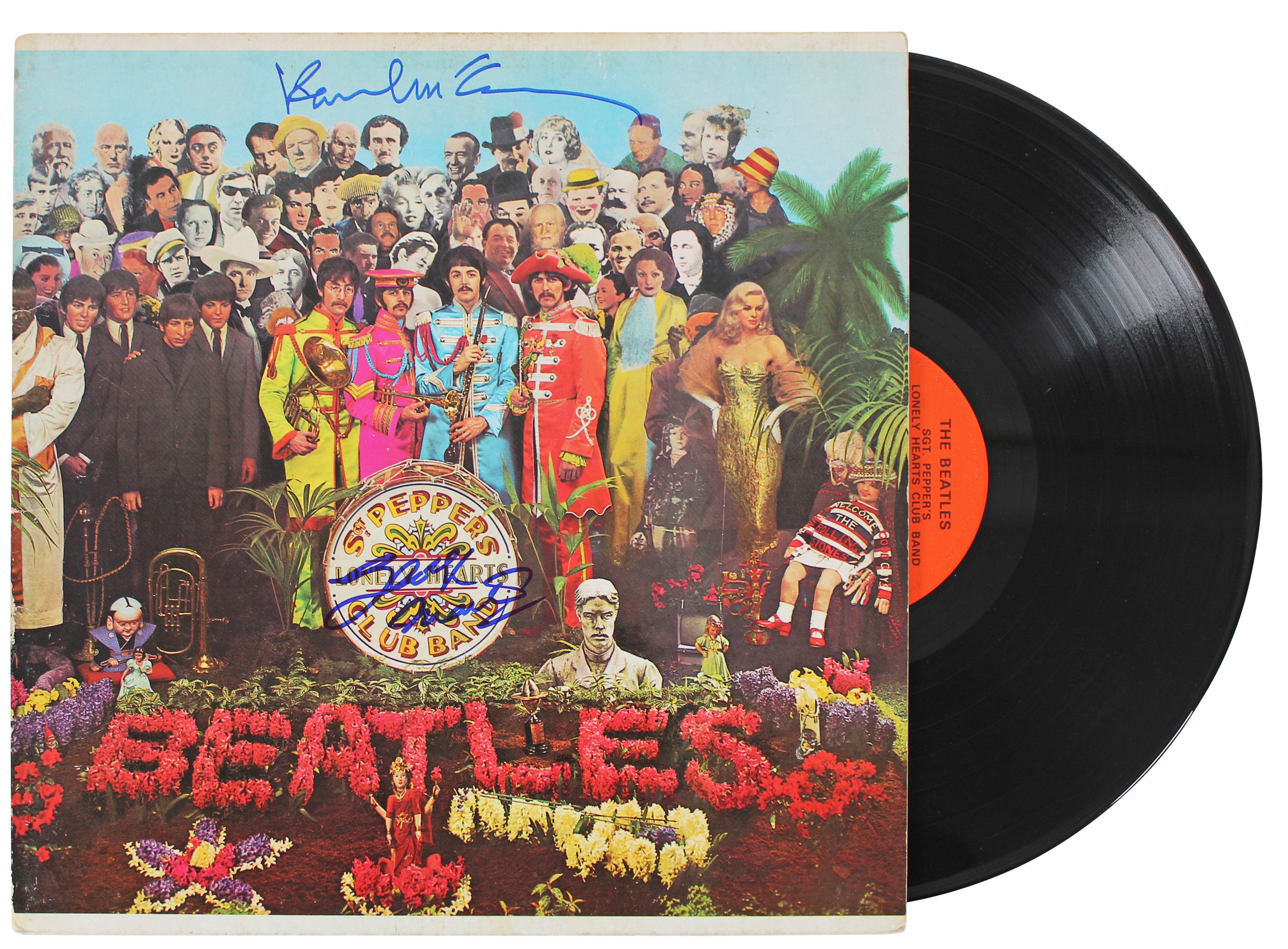 Paul McCartney & George Martin Beatles Signed Sgt. Pepper's Album Cover JSA