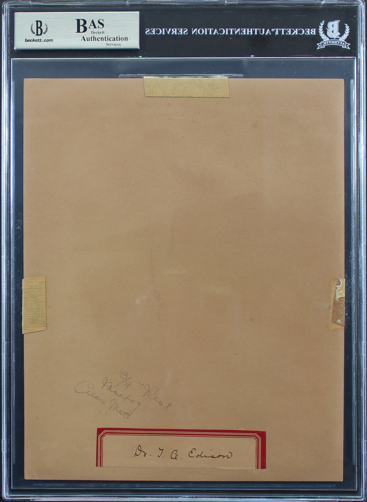 Thomas Edison Authentic Signed Cabinet 7.75x9.75 Photo BAS Slabbed