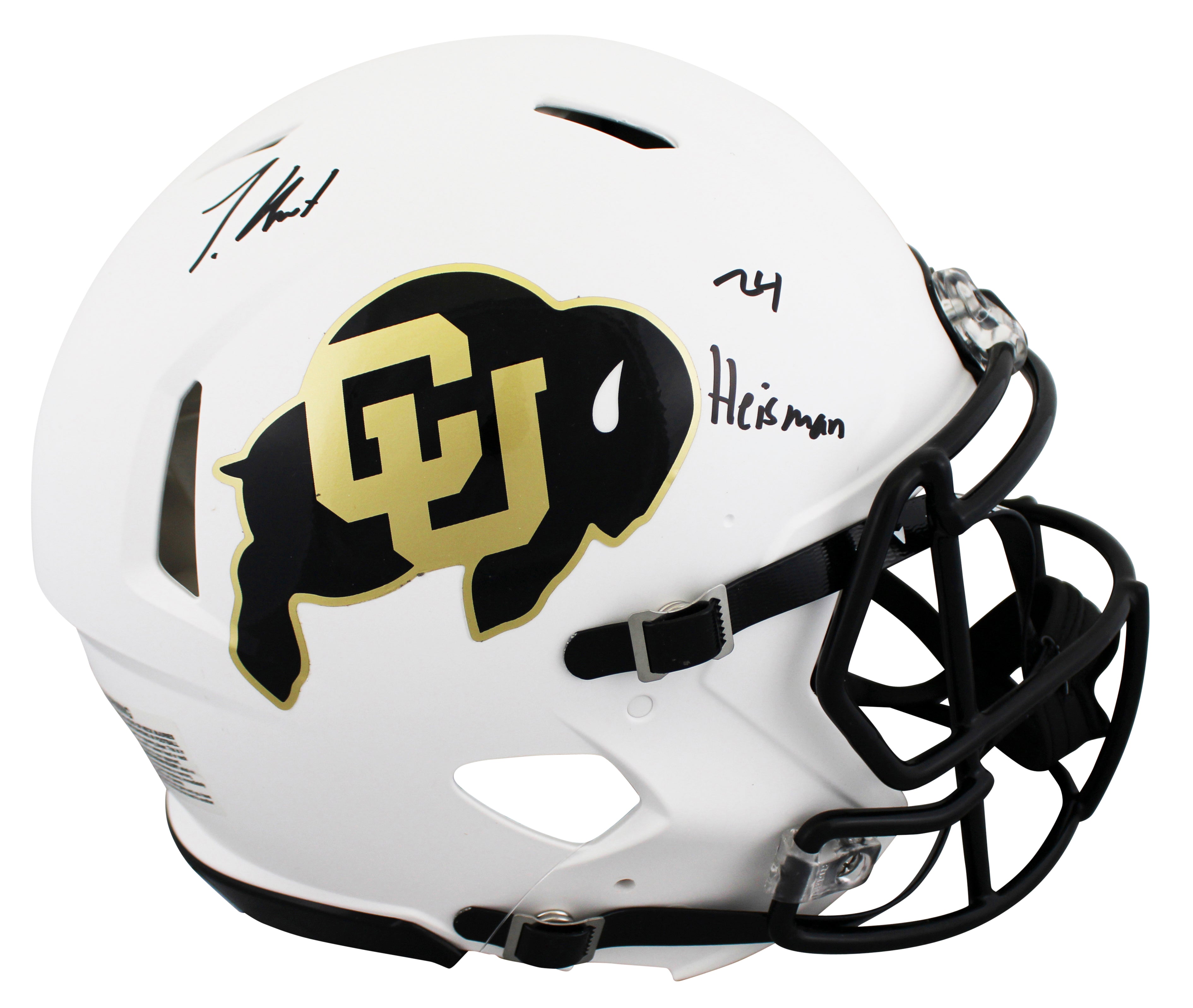Colorado Travis Hunter "24 HT" Signed White Full Size Speed Proline Helmet BAS W