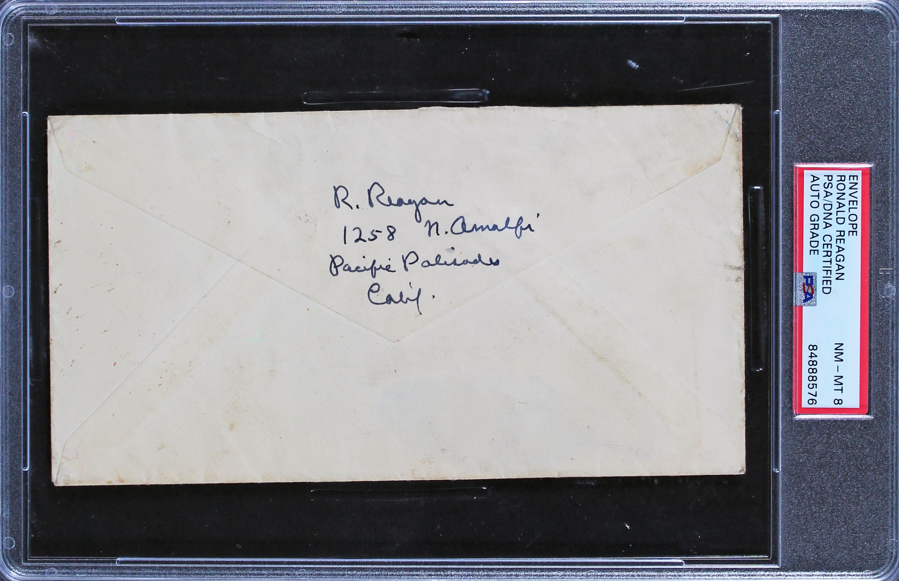 Ronald Reagan Authentic Signed 4x7.5 1955 Envelope Auto Graded 8 PSA Slabbed