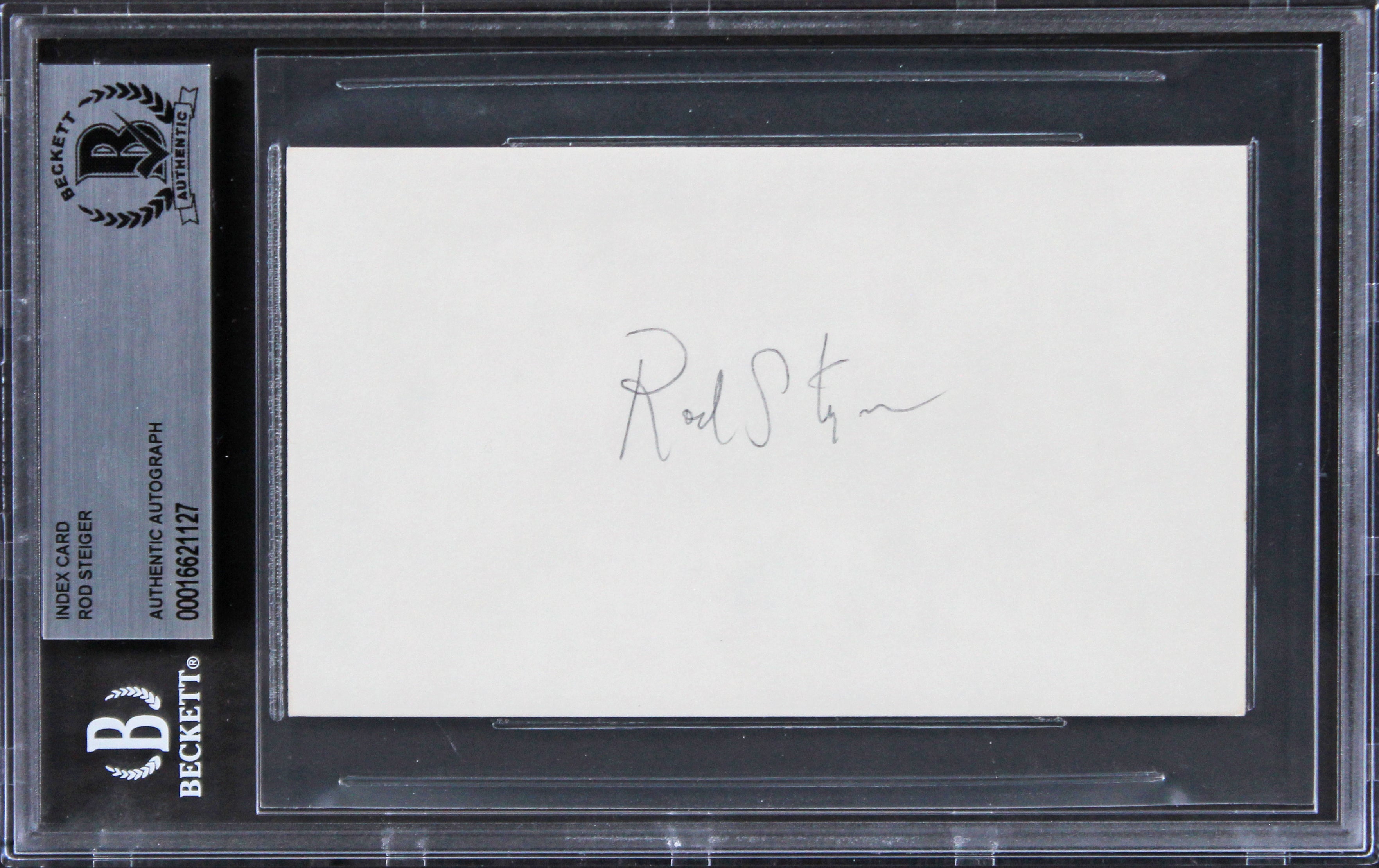 Rod Steiger In The Heat of the Night Signed 3x5 Index Card BAS Slabbed 6