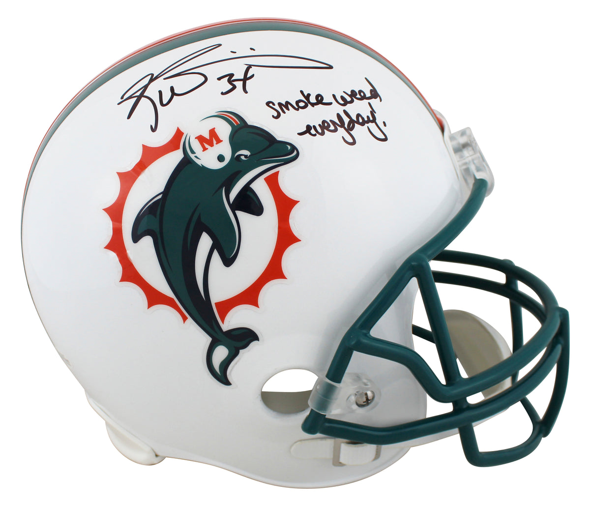 Dolphins Ricky Williams "SWE" Signed Throwback 97-12 Full Size Rep Helmet BAS
