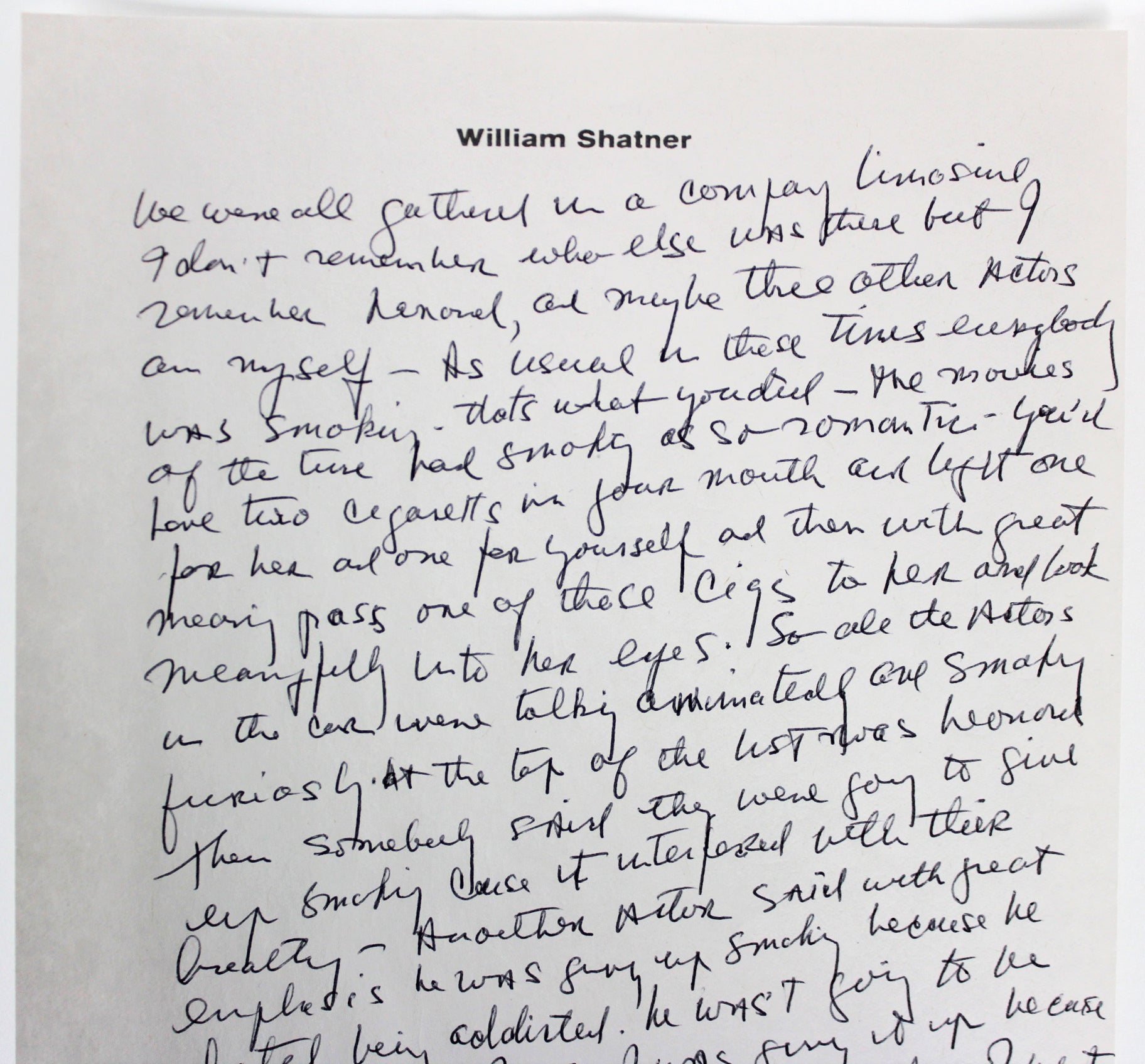 William Shatner Signed 7.25x10.5 1 Page Essay on Personal Letterhead BAS #A71925