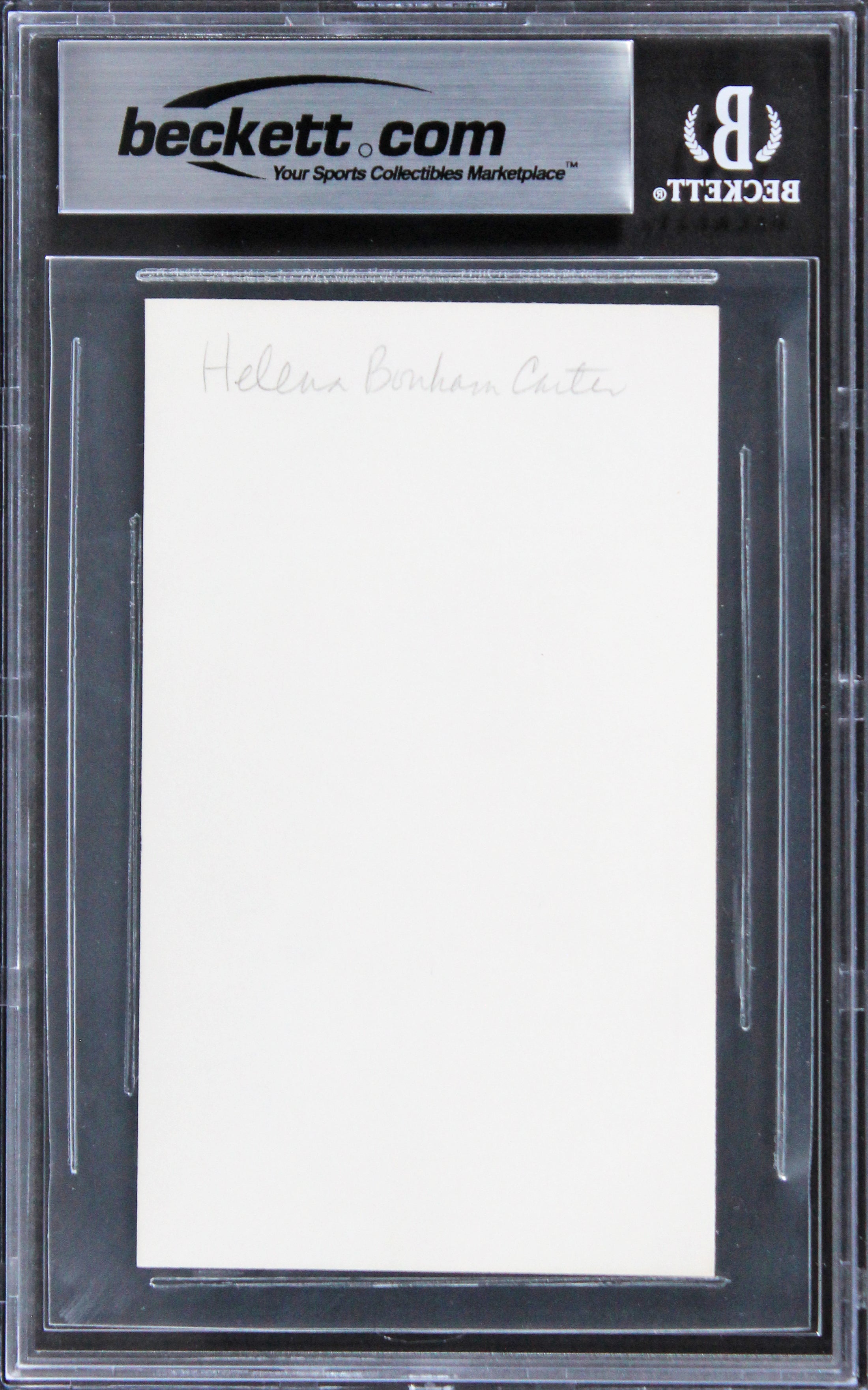 Helena Bonham Carter Sweeney Todd Authentic Signed 3x5 Index Card BAS Slabbed 1