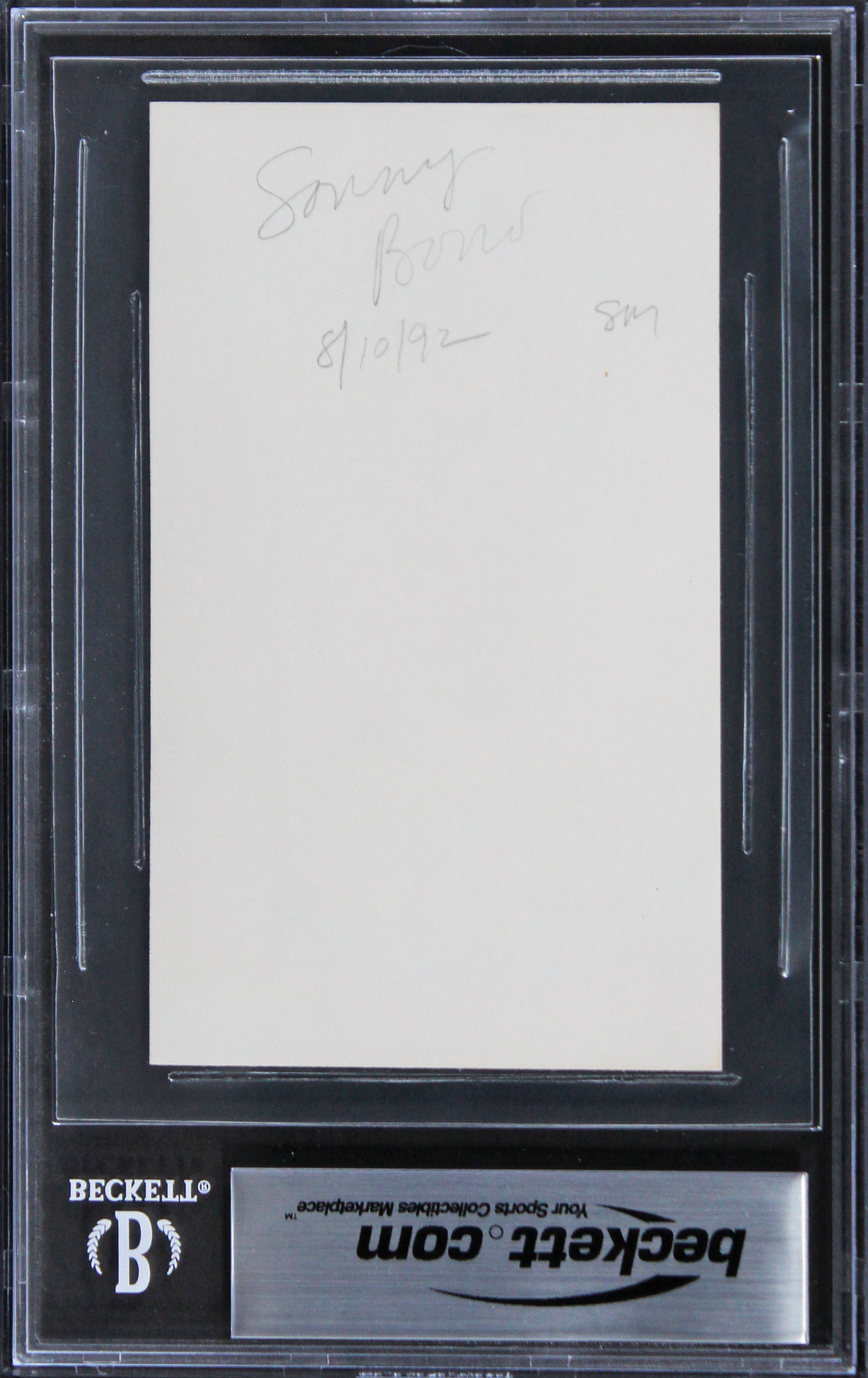 Sonny Bono The Sonny and Cher Show "Hi" Signed 3x5 Index Card BAS Slabbed 2