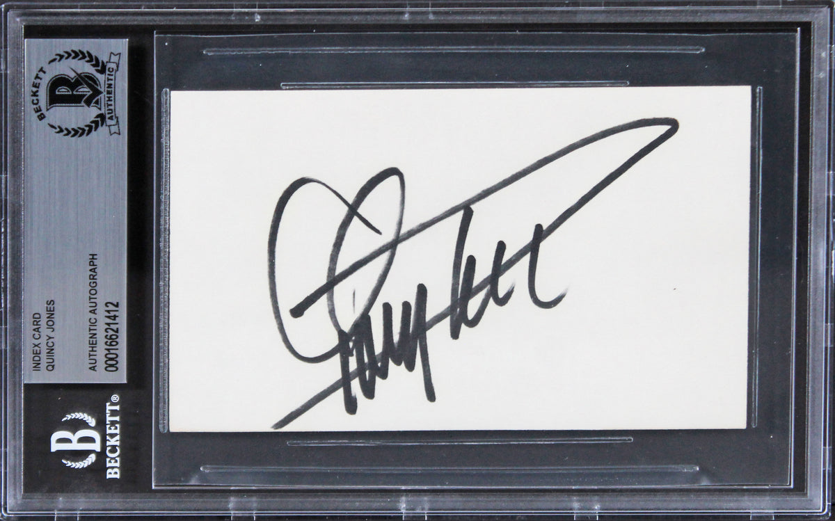 Quincy Jones The Color Purple Authentic Signed 3x5 Index Card BAS Slabbed 1
