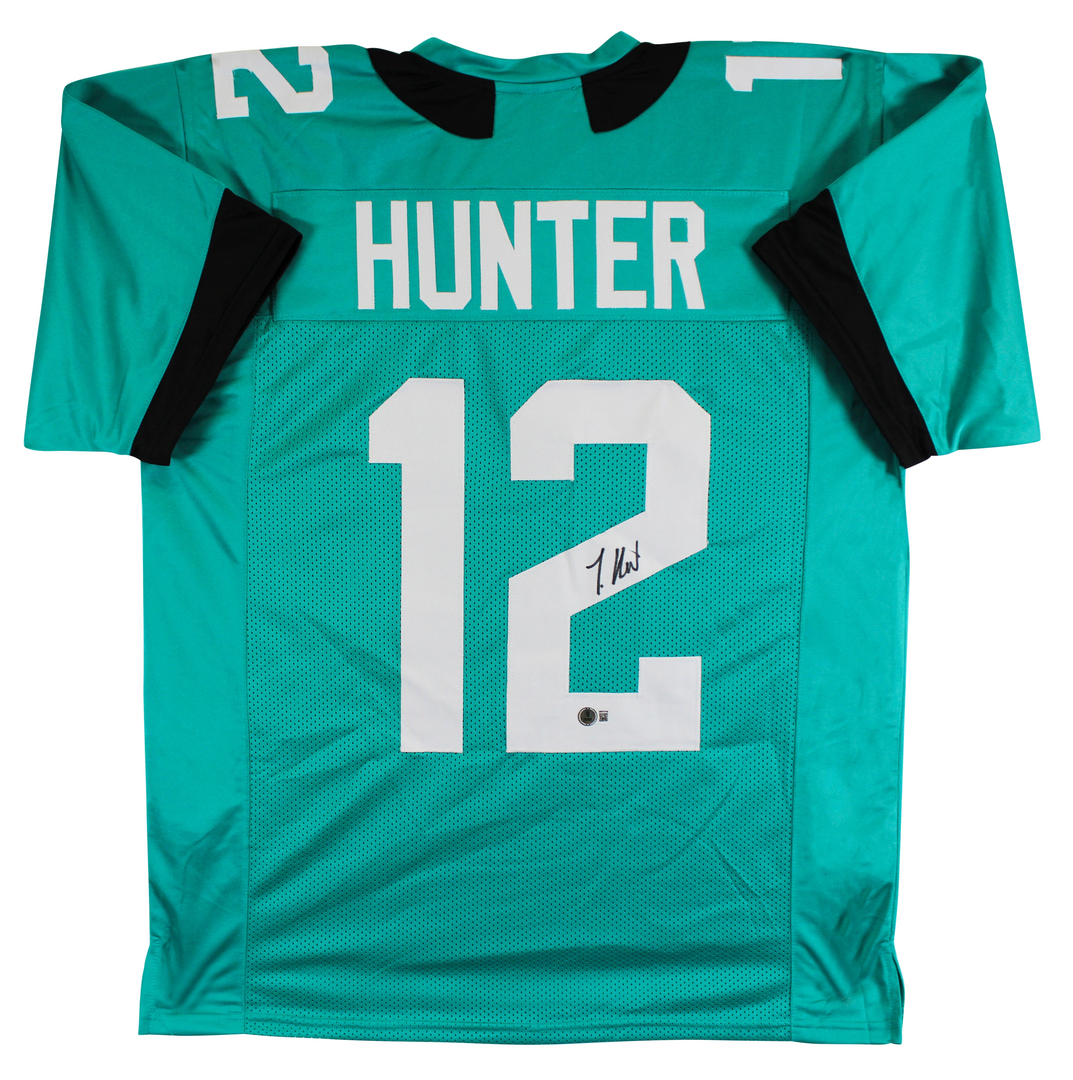 Travis Hunter Authentic Signed Teal Pro Style Jersey Autographed BAS Witnessed