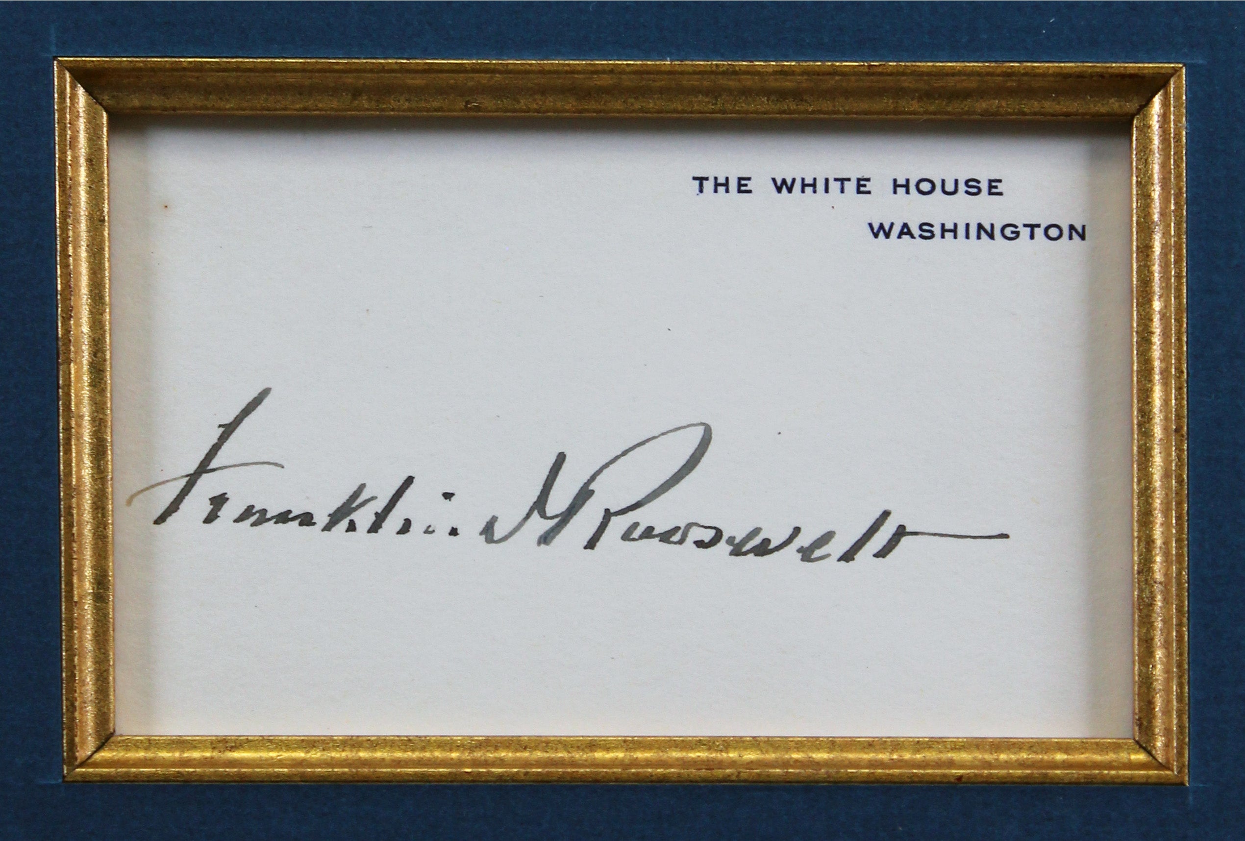 Franklin D. Roosevelt Signed & Framed 2.75x4.25 White House Card BAS #AB14359