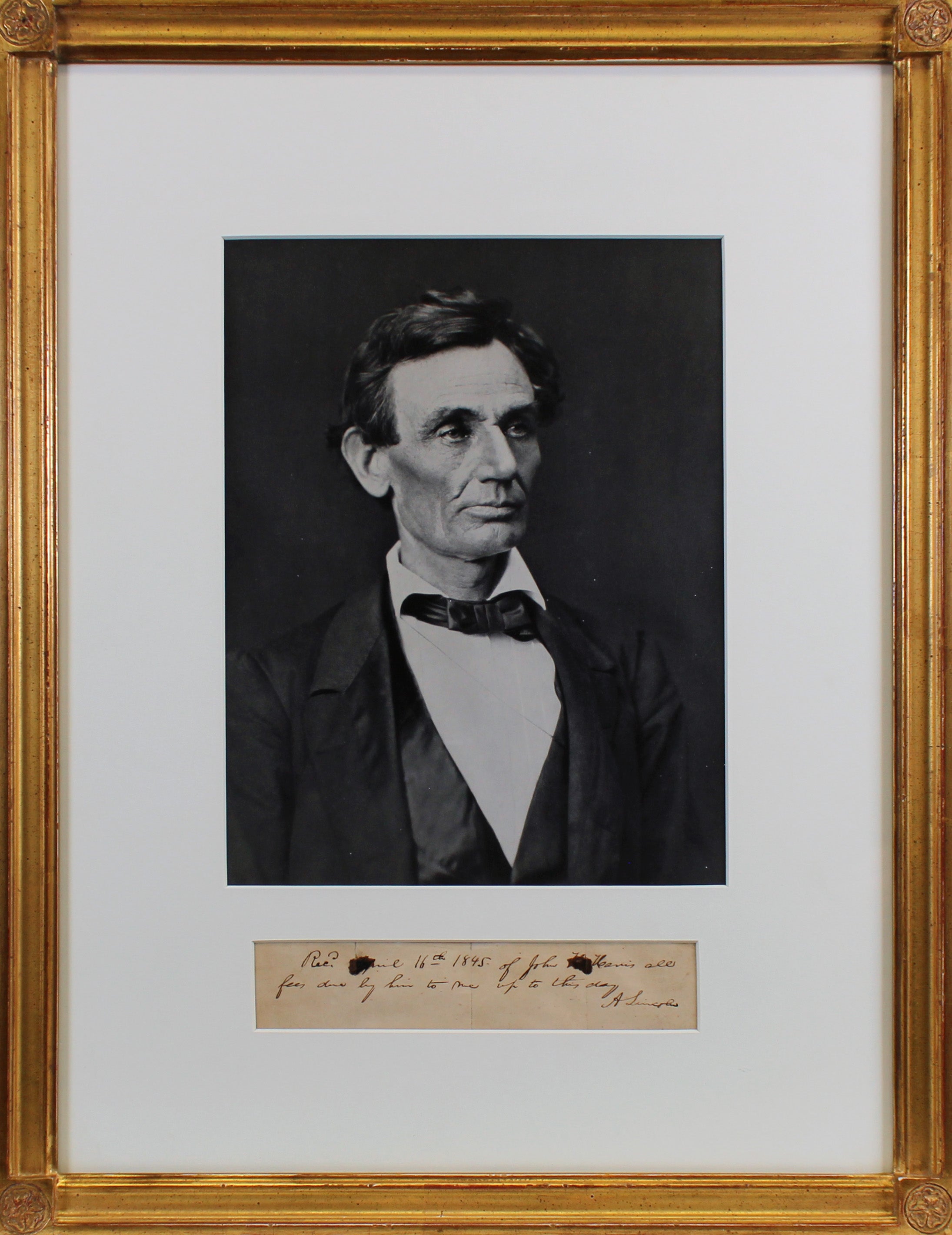 Abraham Lincoln Signed & Framed 1.75x7.75 Handwritten Receipt BAS #AB14364