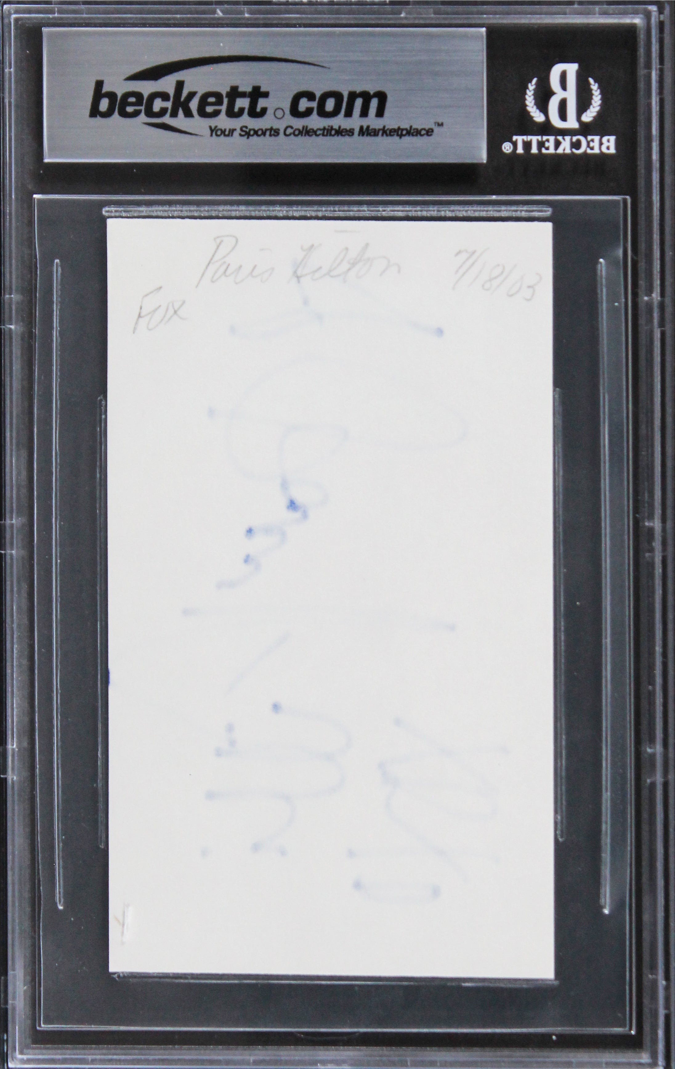 Paris Hilton "Xoxo" Authentic Signed 3x5 Index Card Autographed BAS Slabbed 2