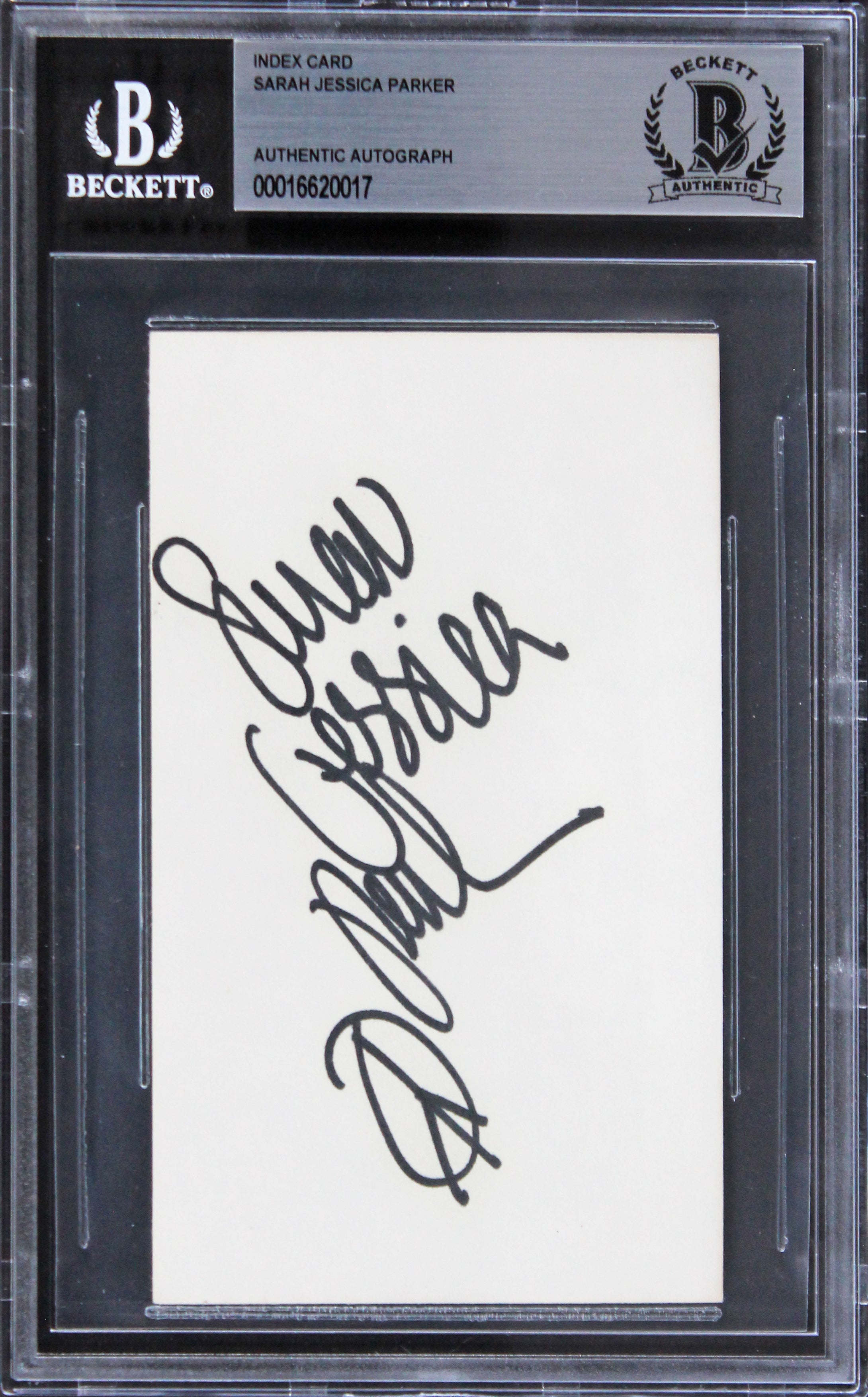 Sarah Jessica Parker Sex And The City "Peace" Signed 3x5 Index Card BAS Slab 2