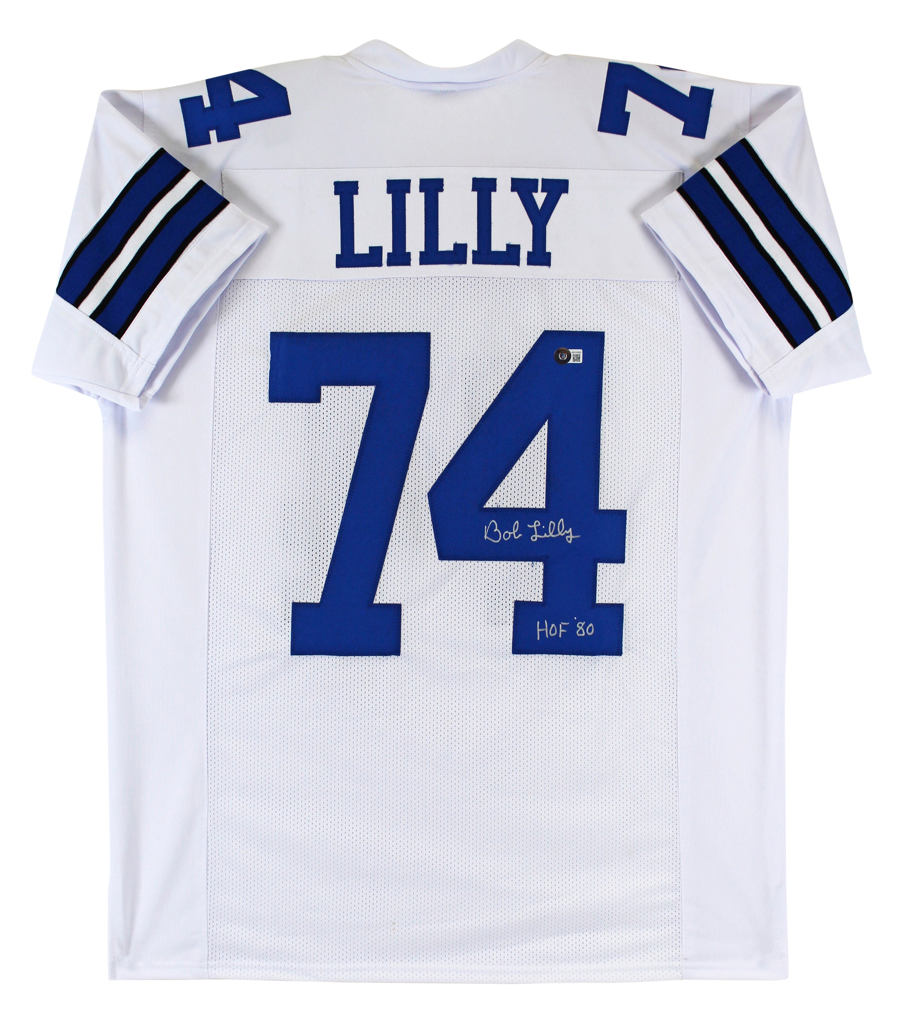 Bob Lilly "HOF 80" Authentic Signed White Pro Style Jersey BAS Witnessed