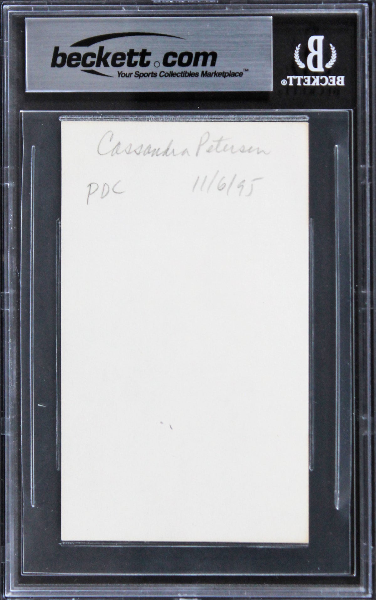 Cassandra Peterson Elvira: Mistress of the Dark Signed 3x5 Index Card BAS Slab