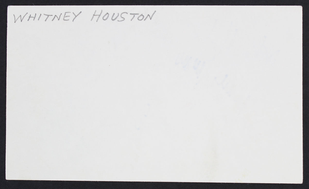 Whitney Houston Authentic Signed 3x5 Index Card 
Autographed JSA #XX60015