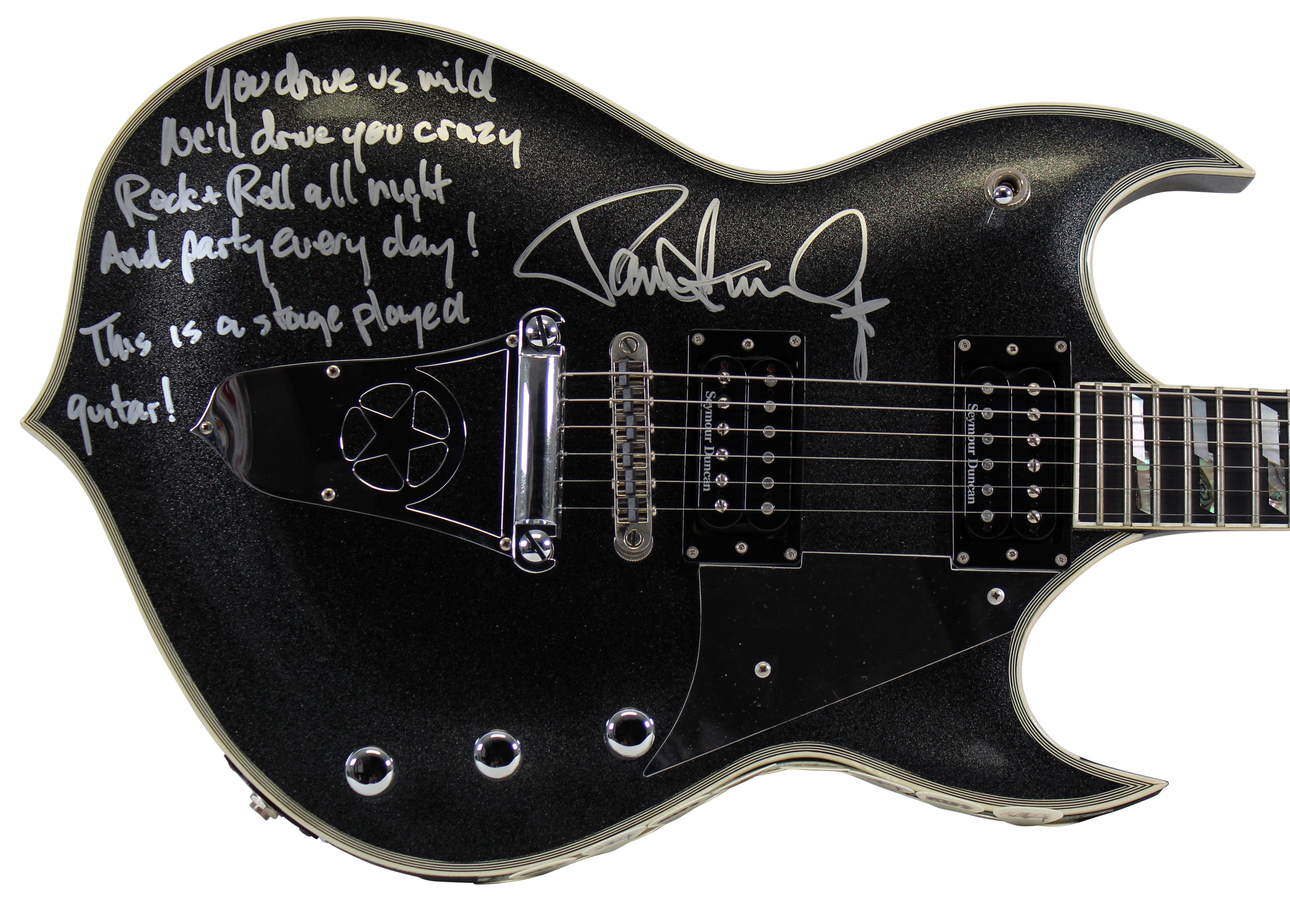 Paul Stanley KISS Signed 2003-2006 Stage Used Silvertone Sovereign Guitar BAS