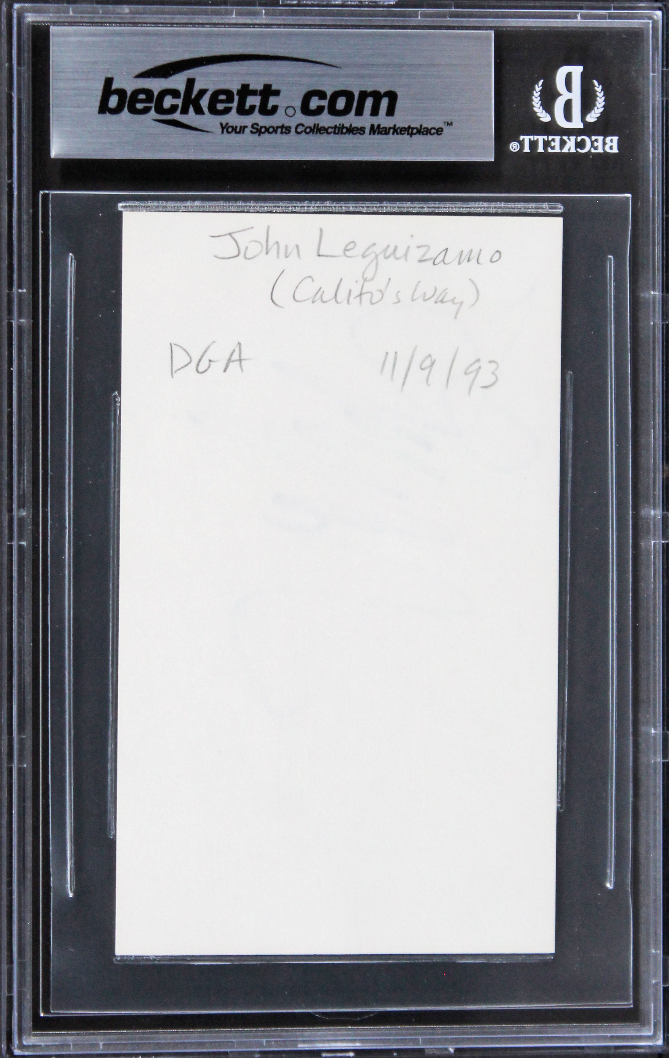 John Leguizamo Ice Age Authentic Signed 3x5 Index Card Autographed BAS Slabbed