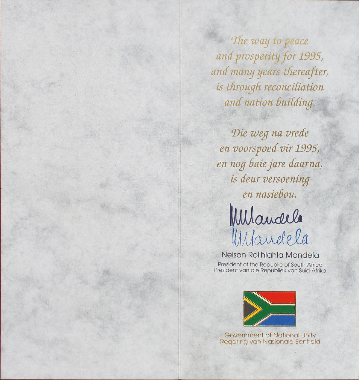 Nelson Mandela Signed 4x8.25 Office Of The President Program JSA #XX60006