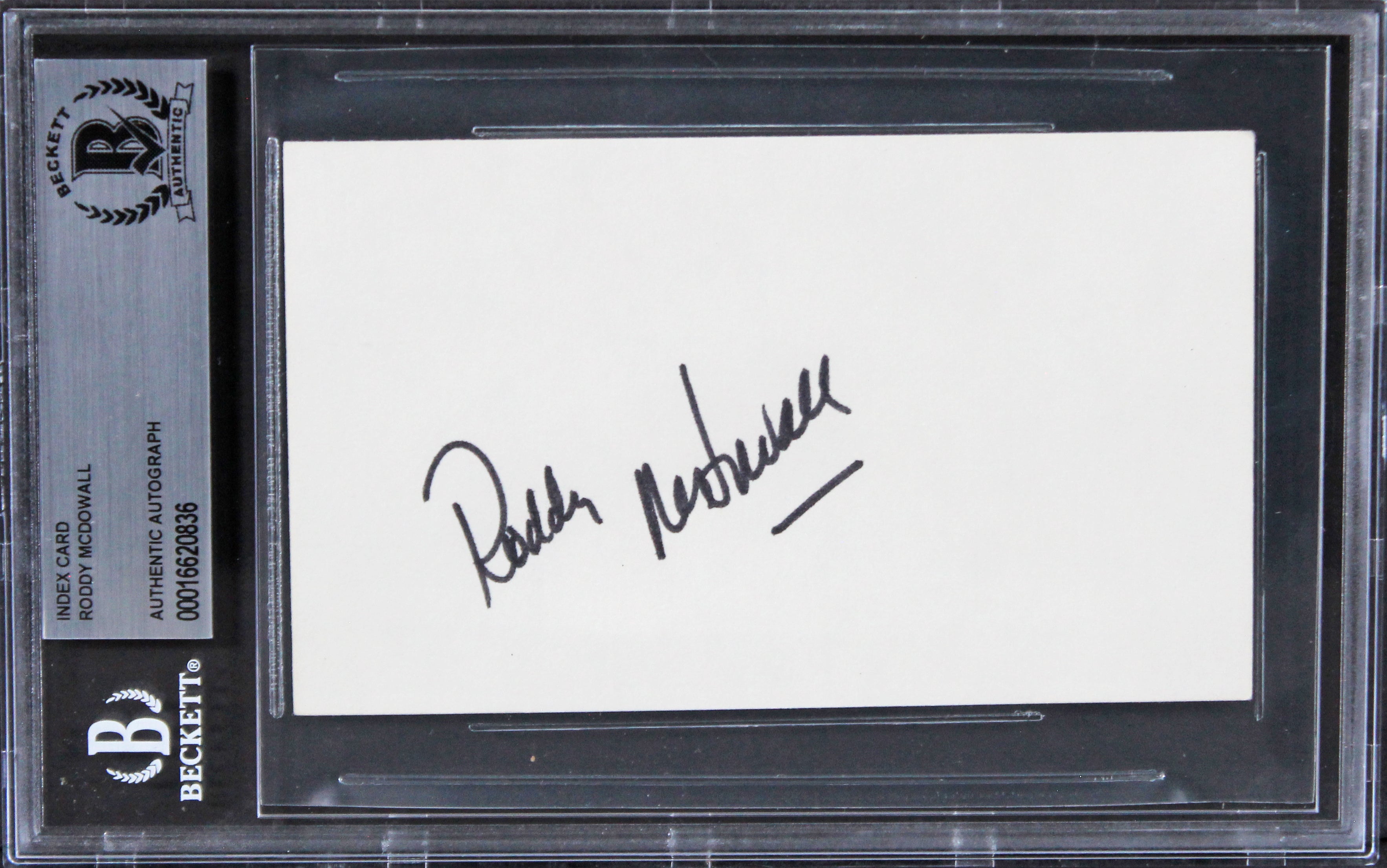 Roddy McDowall Fright Night Authentic Signed 3x5 Index Card BAS Slabbed