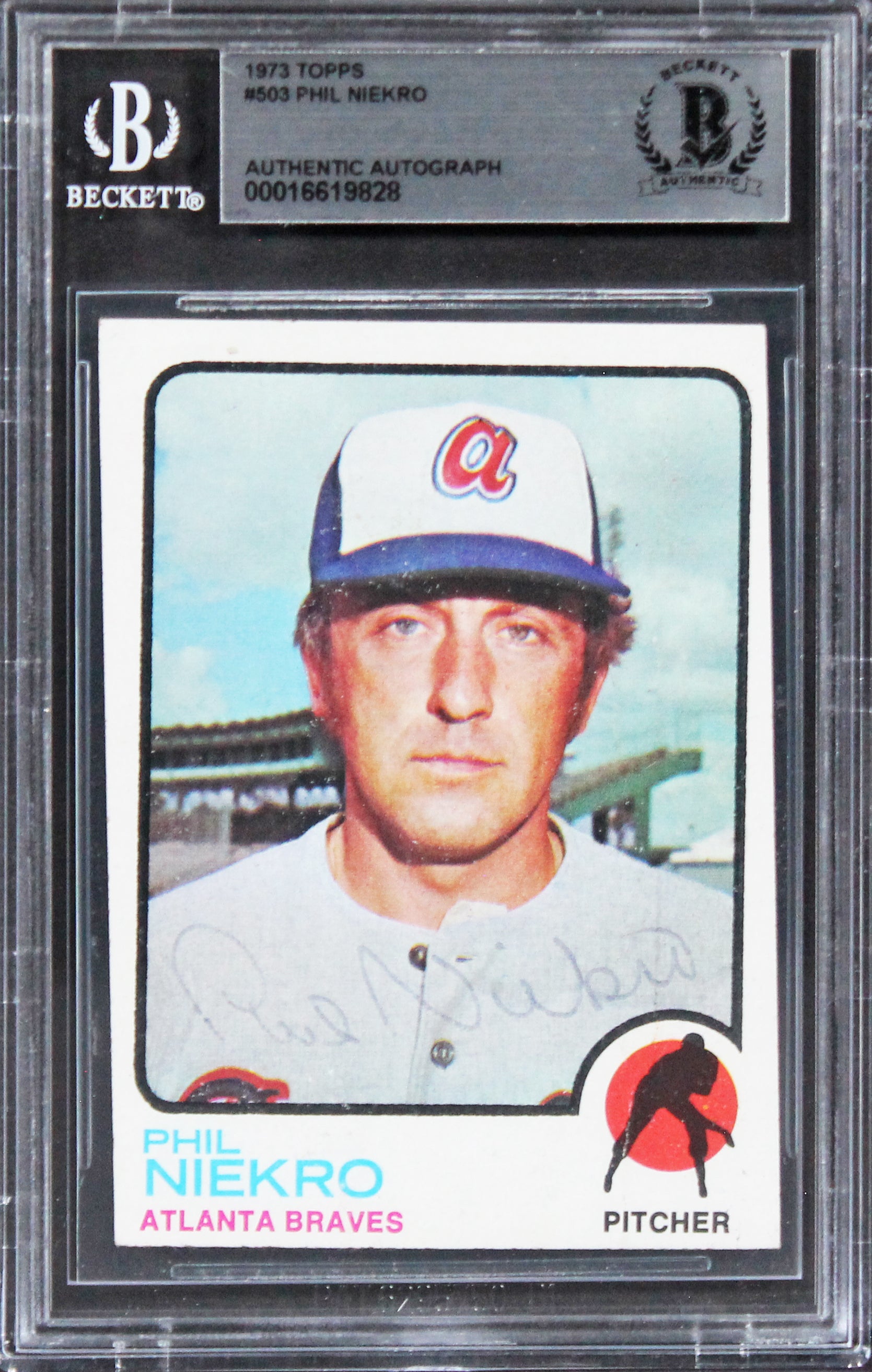 Braves Phil Niekro Authentic Signed 1973 Topps #503 Card BAS Slabbed