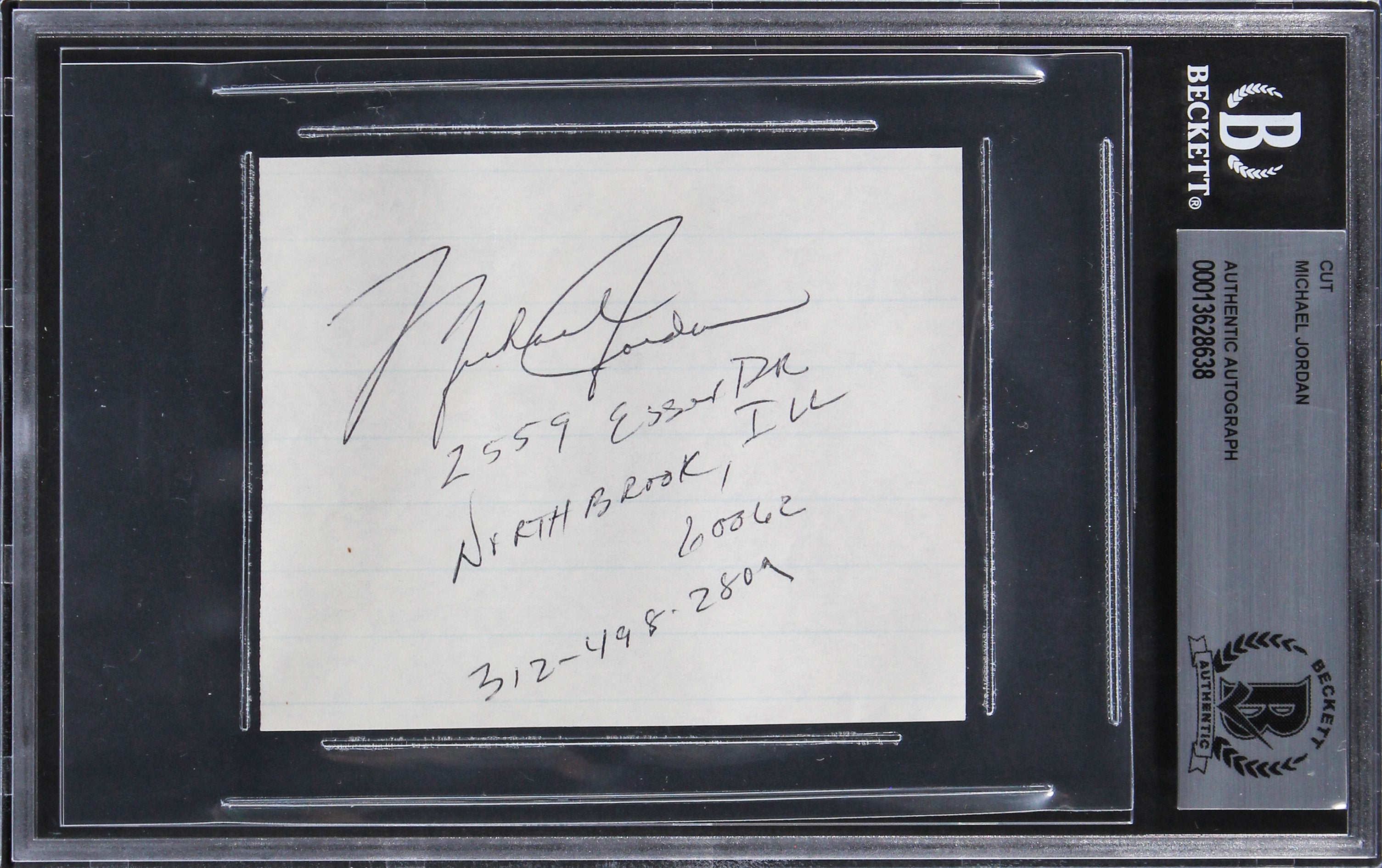 Bulls Michael Jordan Rookie Era Signed 3x3.65 Cut Signature BAS Slabbed