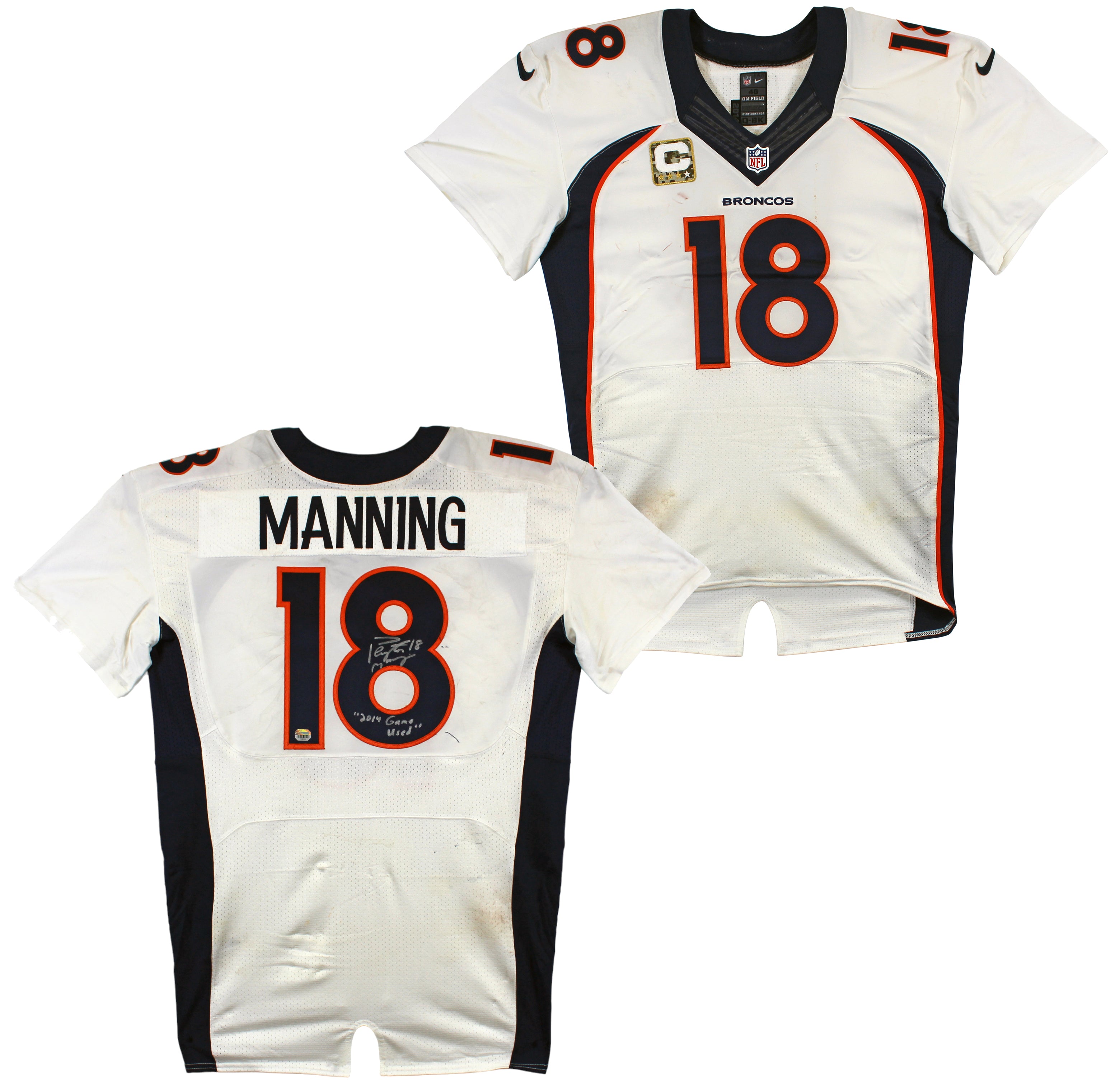 Press Pass Collectibles Broncos Peyton Manning 2014 Game used Signed Nike Jersey Photomatched Fanatics