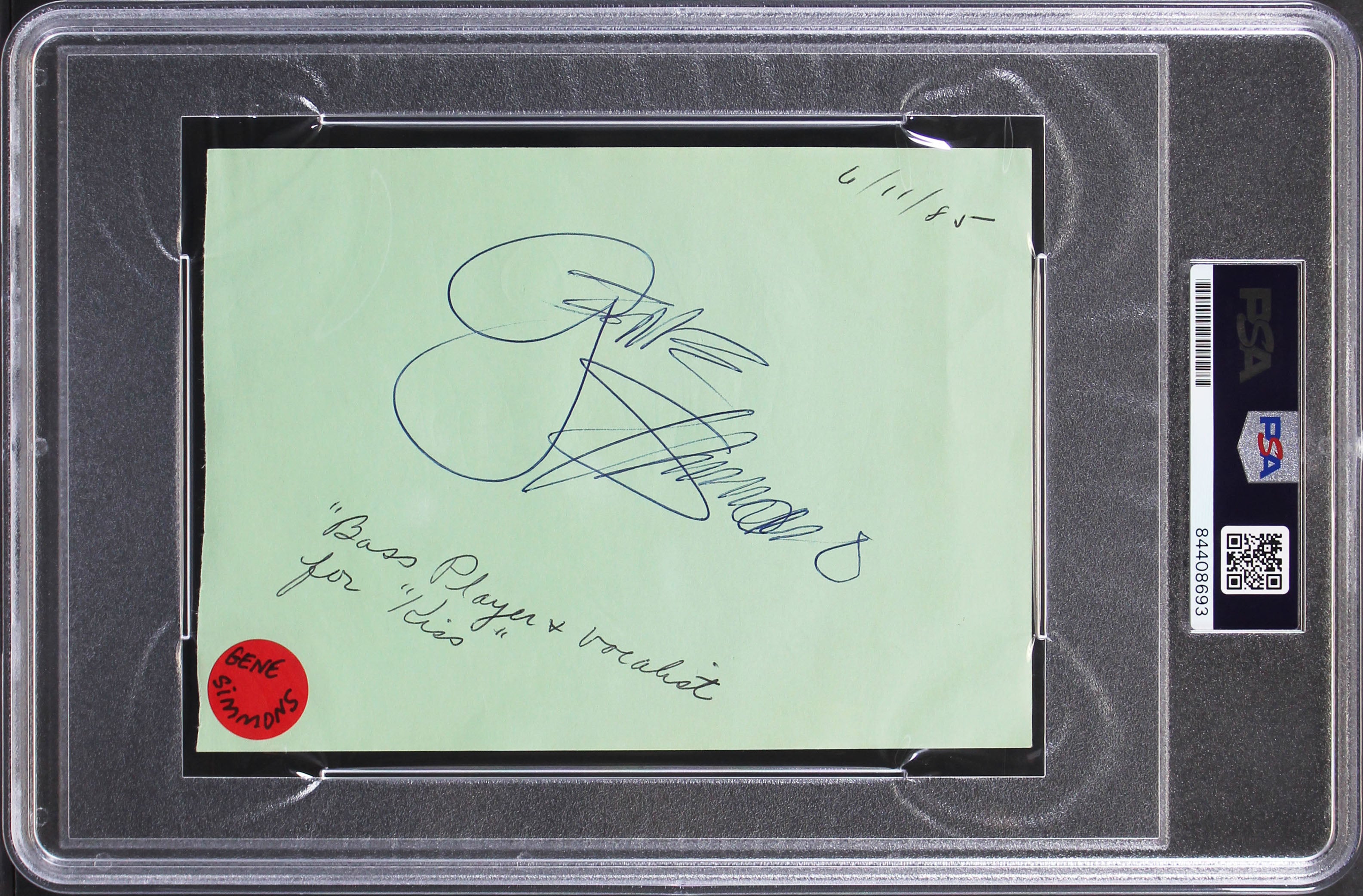 Angus Young & Gene Simmons Authentic Signed 4.5x6.25 Cut Signature PSA Slabbed