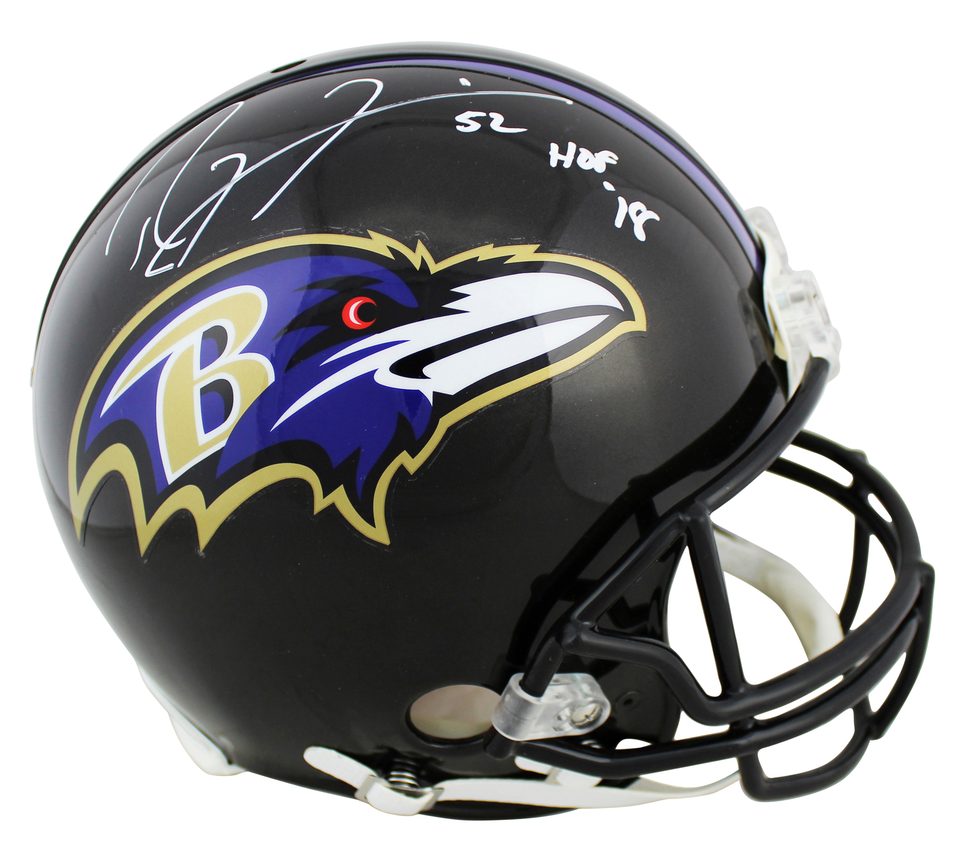 Ravens Ray Lewis "HOF 18" Authentic Signed Full Size Proline Helmet BAS Witness