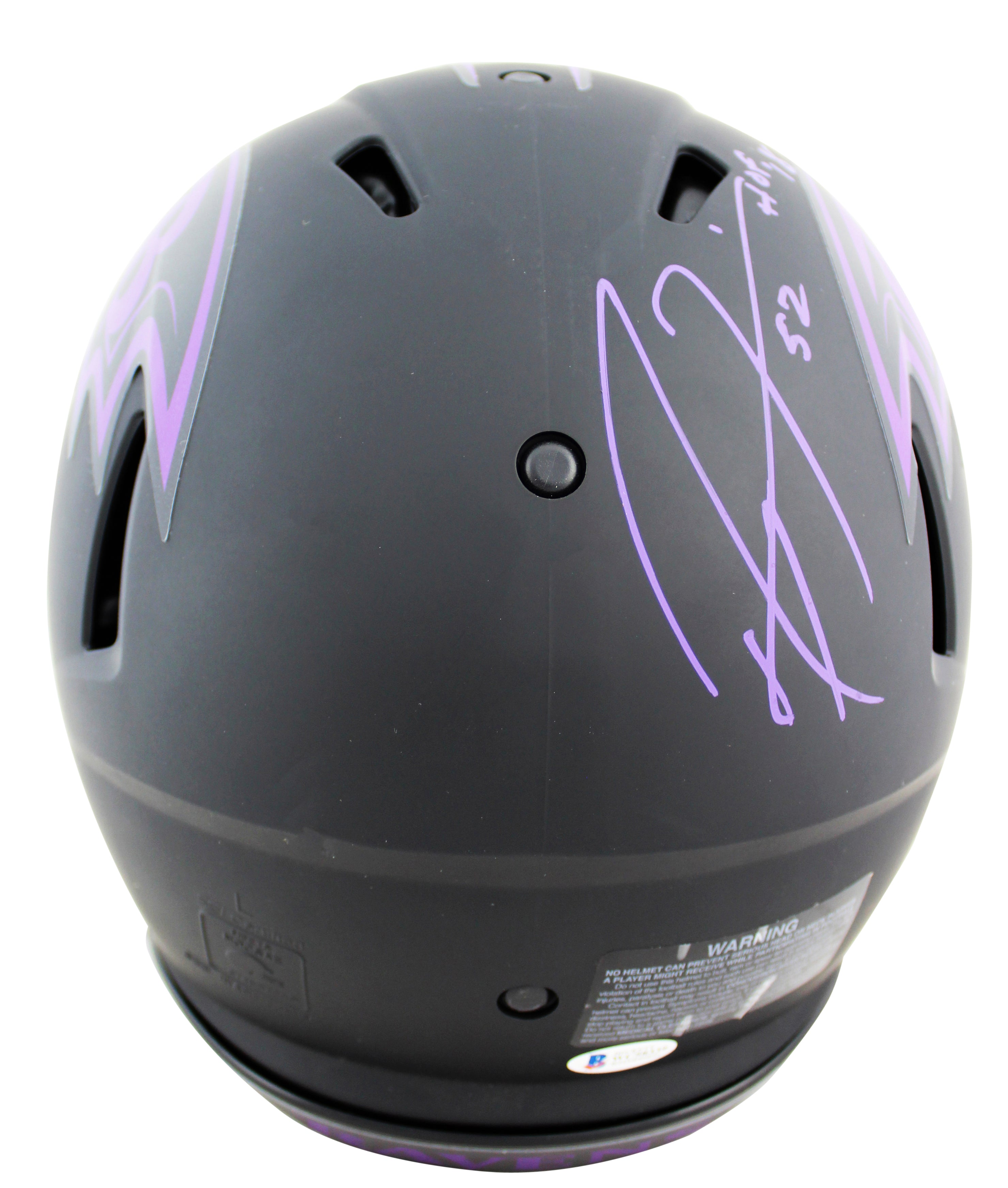 Ravens Ray Lewis HOF 18 Signed Eclipse F/S Speed Proline Helmet w Purple Sig BAS