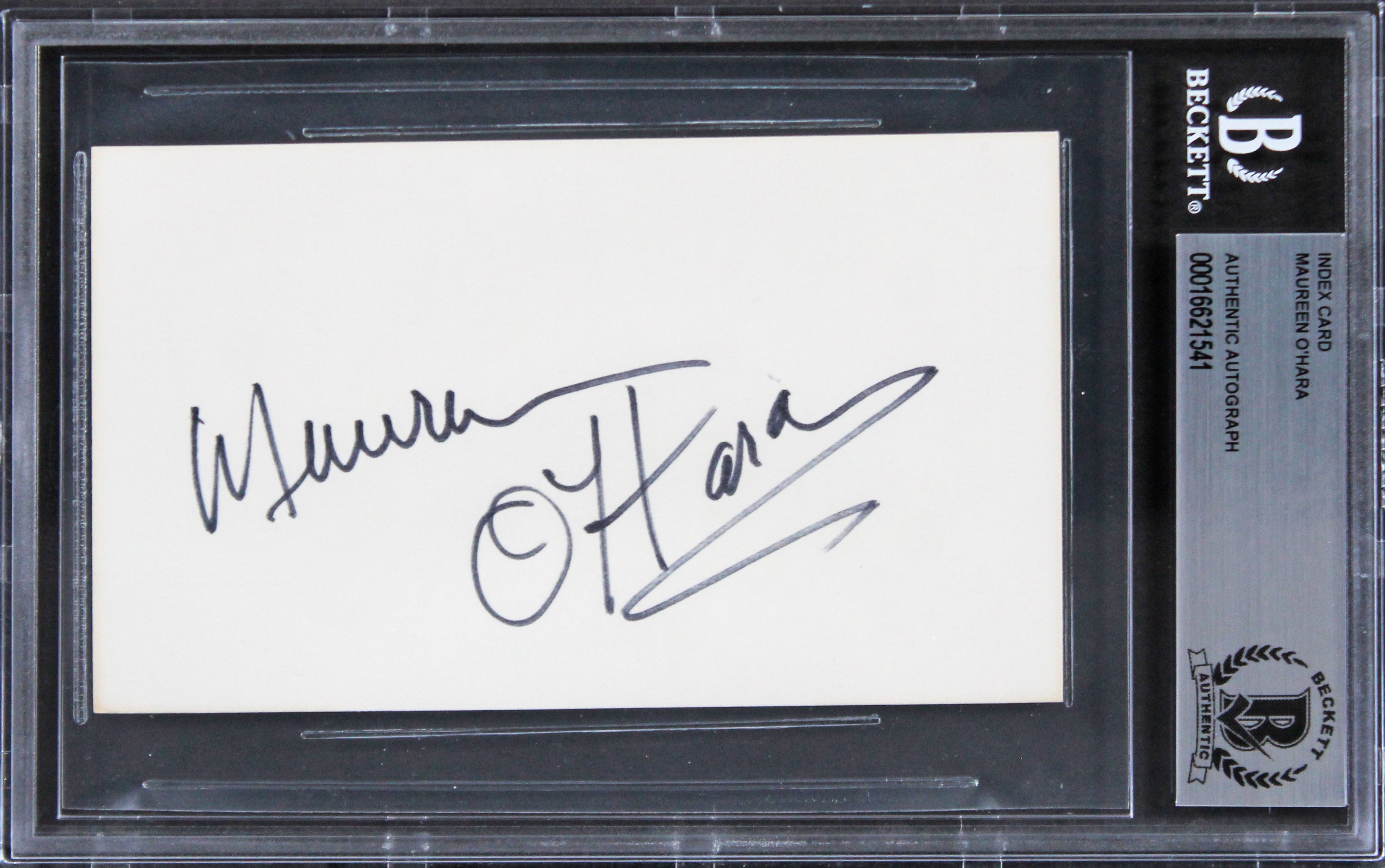 Maureen O'Hara The Quiet Man Authentic Signed 3x5 Index Card BAS Slabbed 6